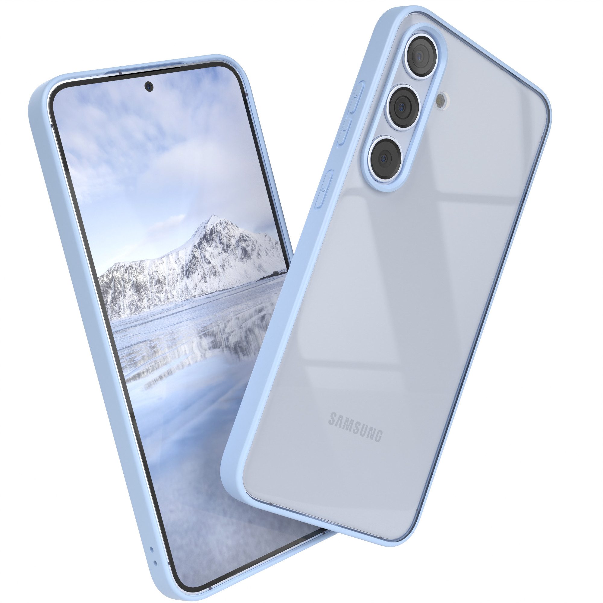 EAZY CASE Handyhülle Bumper Case für Samsung Galaxy S24 Plus 6,7 Zoll, Schutzhülle kratzfest Slim Cover Transparent Hybrid Handyhülle Lila