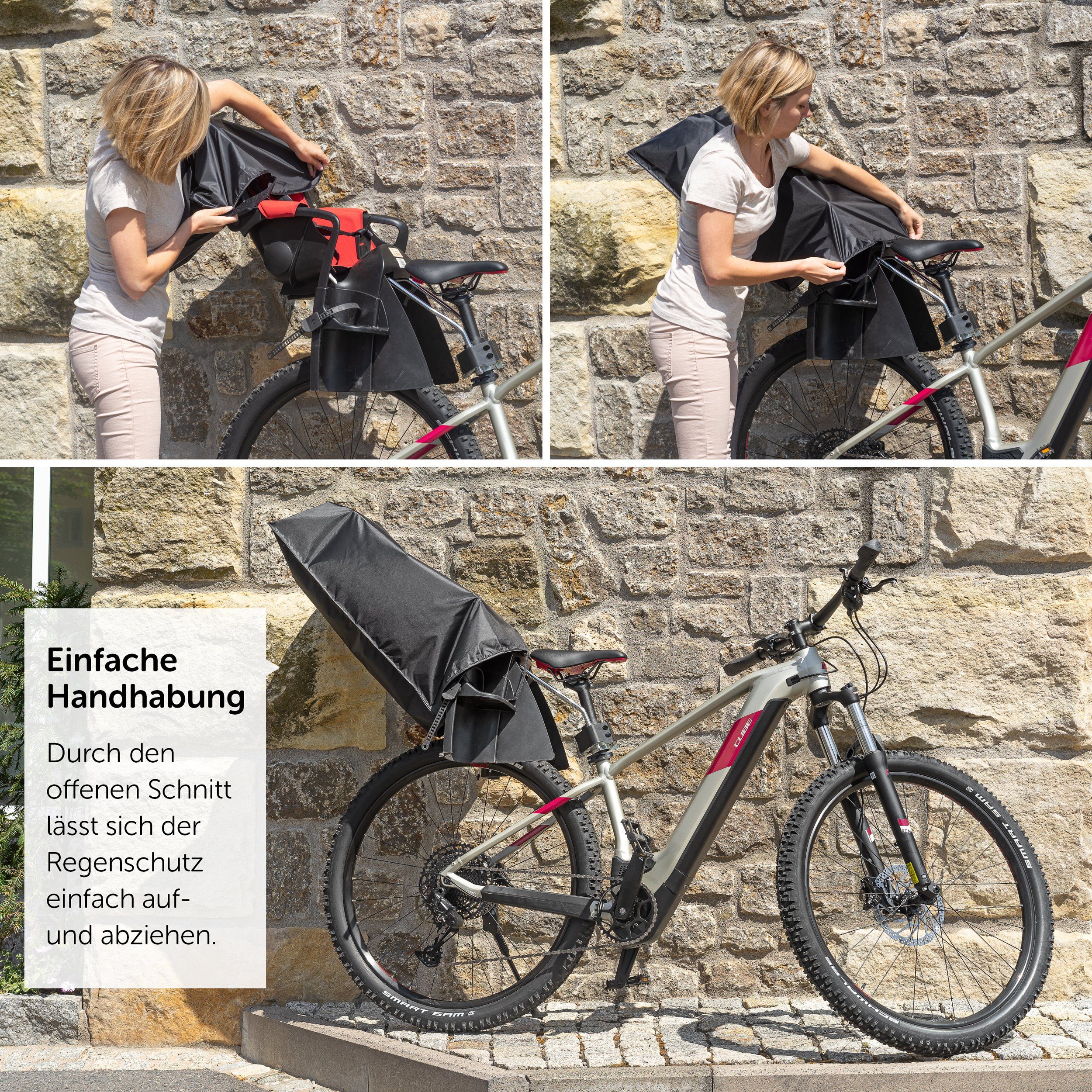Fahrradsitz Abdeckung Fahrradkindersitz Kinder Regenschutz für Fahrradkindersitz Schwarz, Zamboo