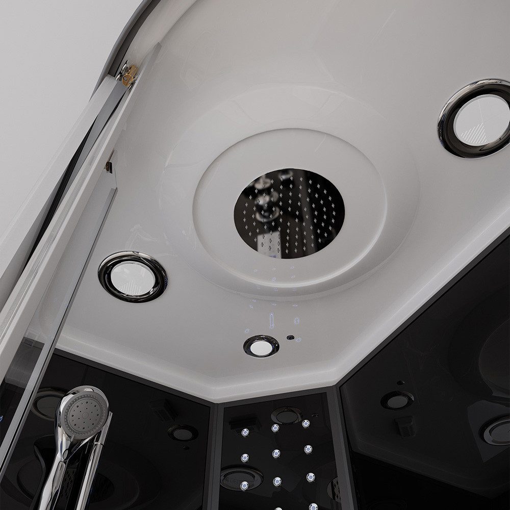 HOME DELUXE Corner Shower Enclosure BLACK PEARL - 120 x 80 cm Right-Handed, WxD: 120x80 cm, ESG Safety Glass, Right-Handed Version, Prefabricated Shower, Shower, Complete Shower Enclosure