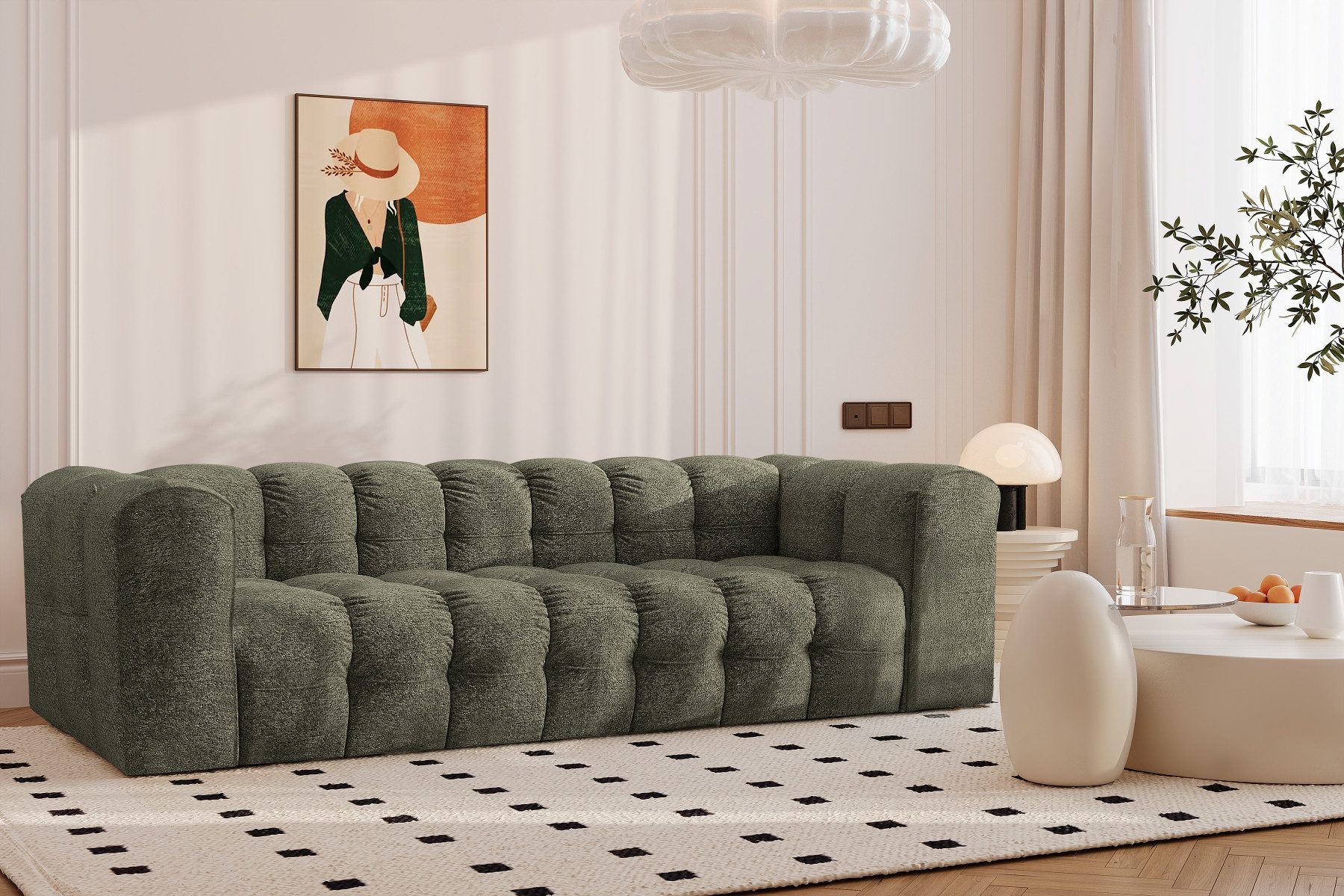 Kaiser Möbel 4-Sitzer Sofa Komfort Couch BALOO, stoff Schenille & Bouclé, modernes Design, Water-Repellent-Bezug, langlebige Konstruktion