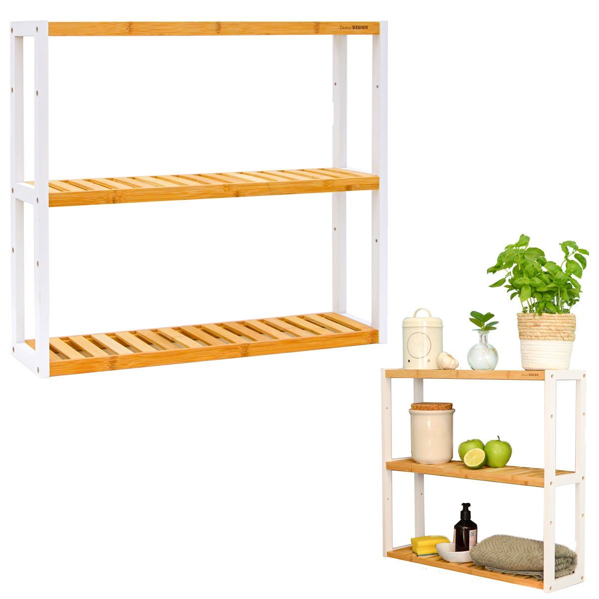 Regal Bambus Wandregal 60x54x15cm Bad Küche Hängeregal