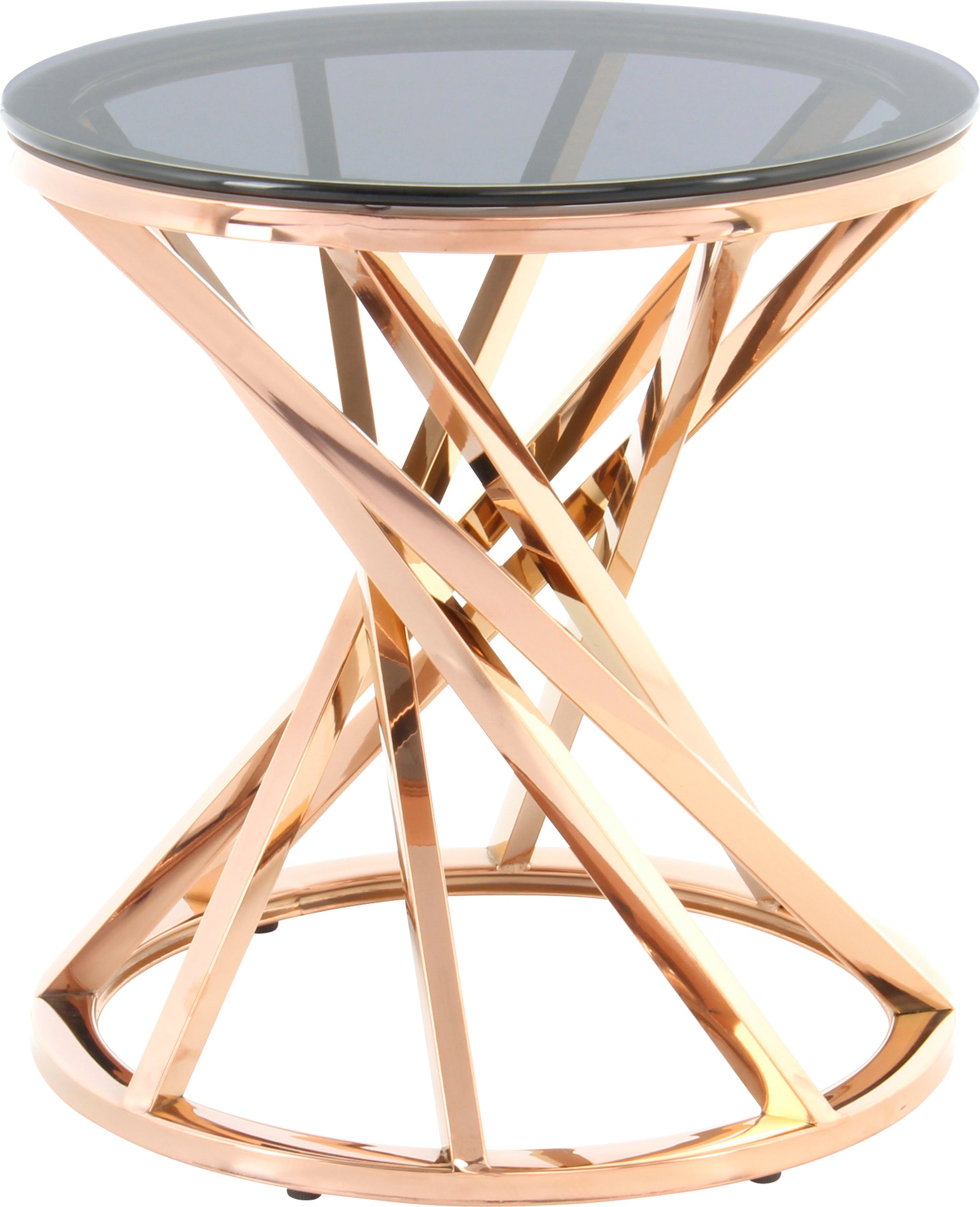 Kayoom Beistelltisch Beistelltisch Wesley 225, | | roségold Verarbeitung, Glamouröses Hingucker-Gestell hochwertige grau grau Design