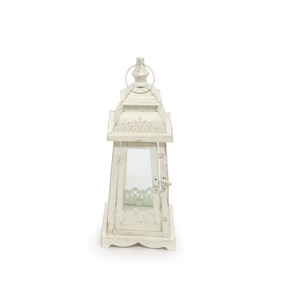 Grafelstein Kerzenlaterne LUGANO creme weiß antik aus Metall Ornament verziert