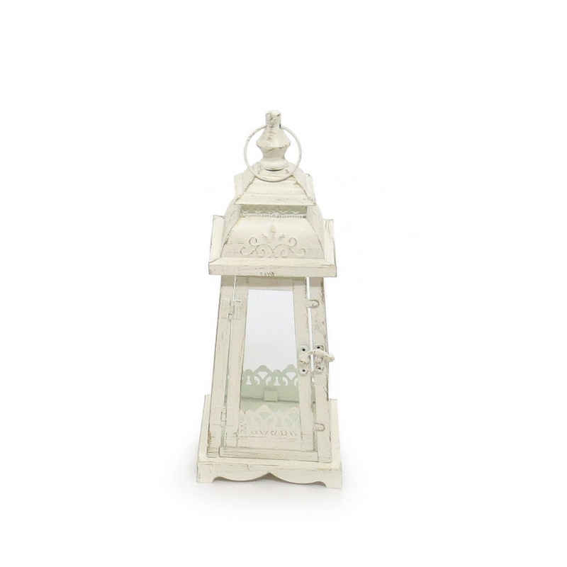 Grafelstein Kerzenlaterne LUGANO creme weiß antik aus Metall Ornament verziert