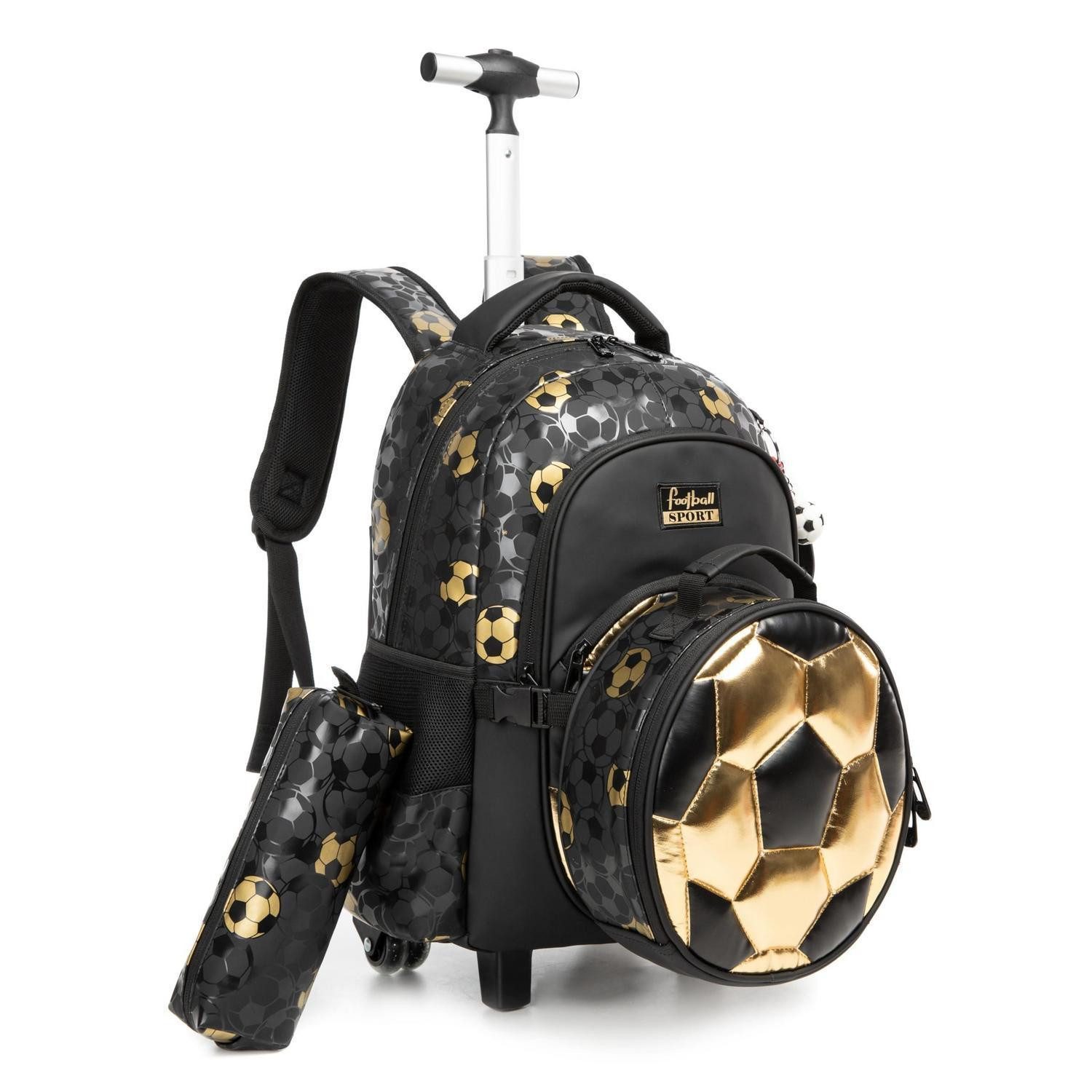 LuxusKollektion Schulranzen Mädchen Rollrucksack Set mint Fußball 6-12 J