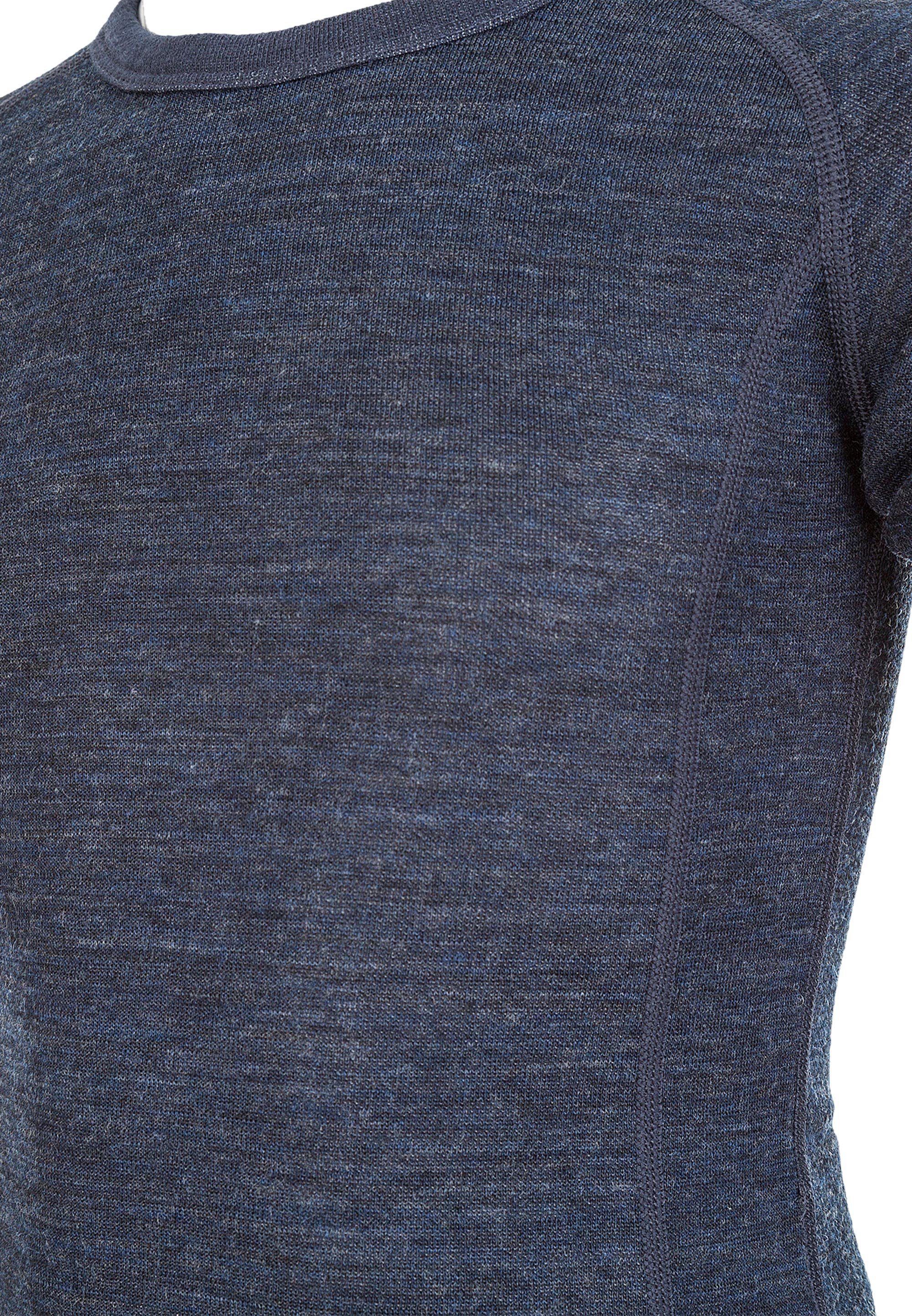 blau mit Merinowolle-Anteil Pattani Wool Funktionsshirt hohem ZIGZAG