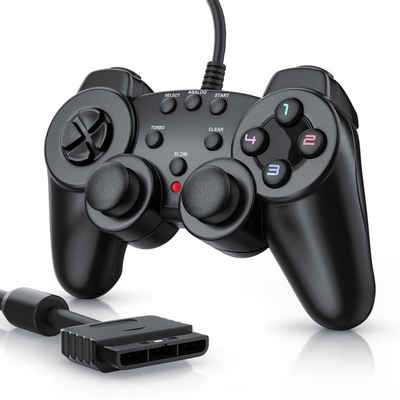 CSL PlayStation-Controller (1 St., PS2 Gamepad mit Dual Vibration (Rumble Effekt), Präzision & Komfort)