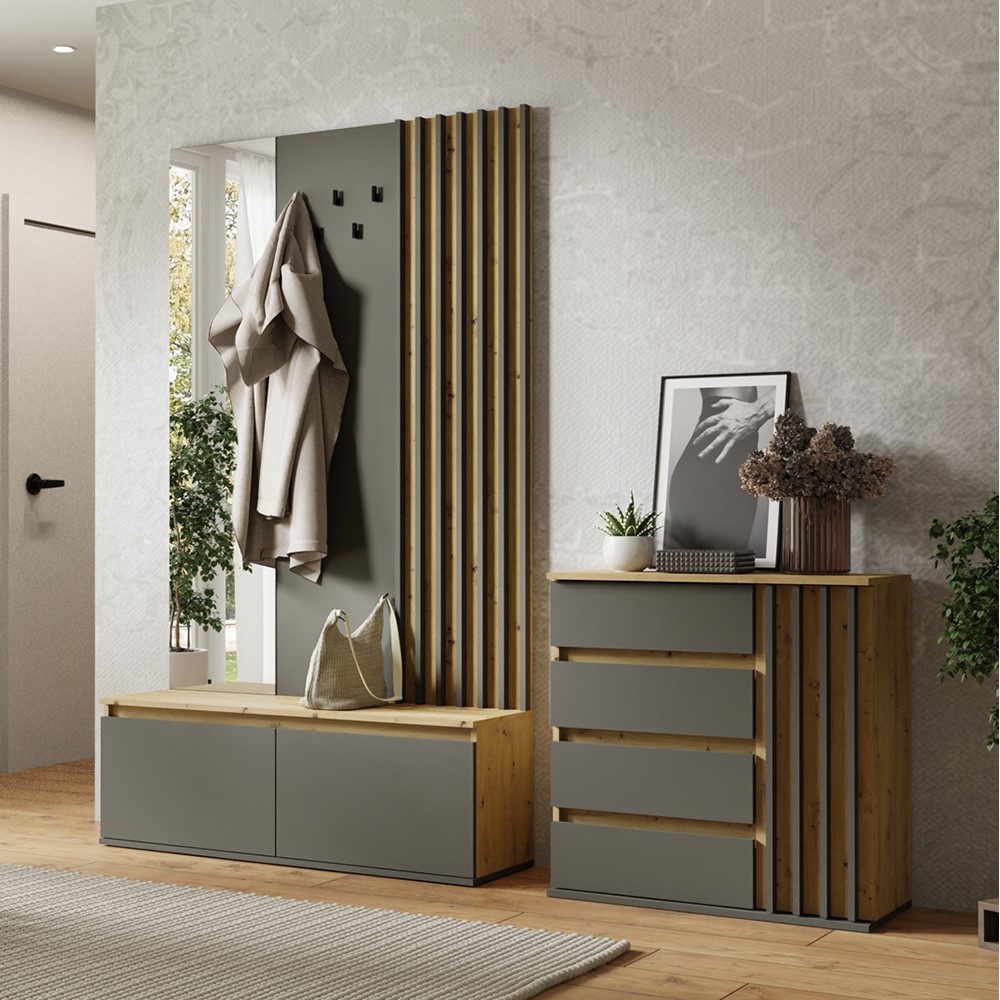 Lomadox Garderoben-Set DAVIS-166, (Spar-Set, 2-St., Kommode Garderoben Komb günstig online kaufen