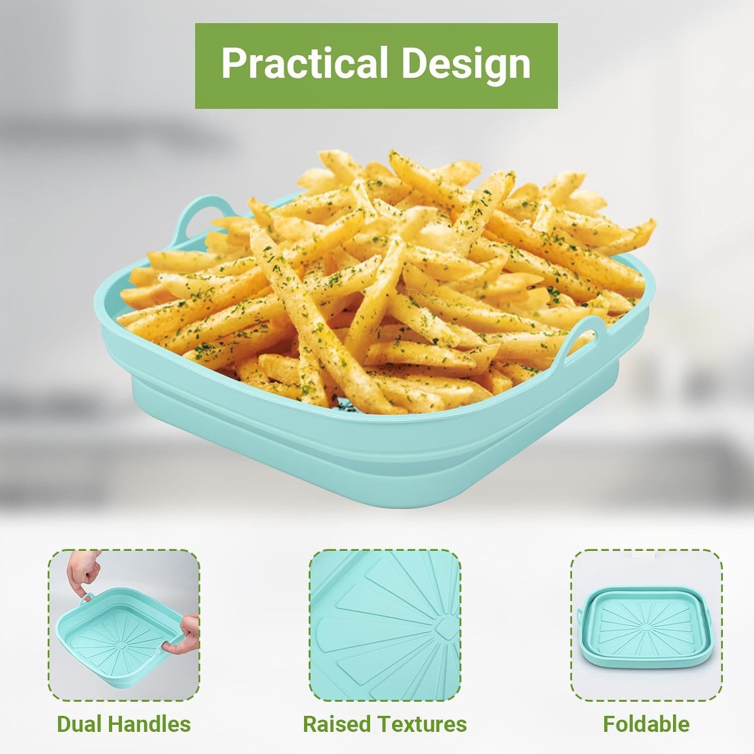 AURIVION Backblech Wiederverwendbare Backform für Airfryer & Küche, Silikon, (Set, 2-St., Silikonform für Heißluftfritteuse 2er Set), Antihaft Silikon Einsatz für Backen, Braten & Kochen