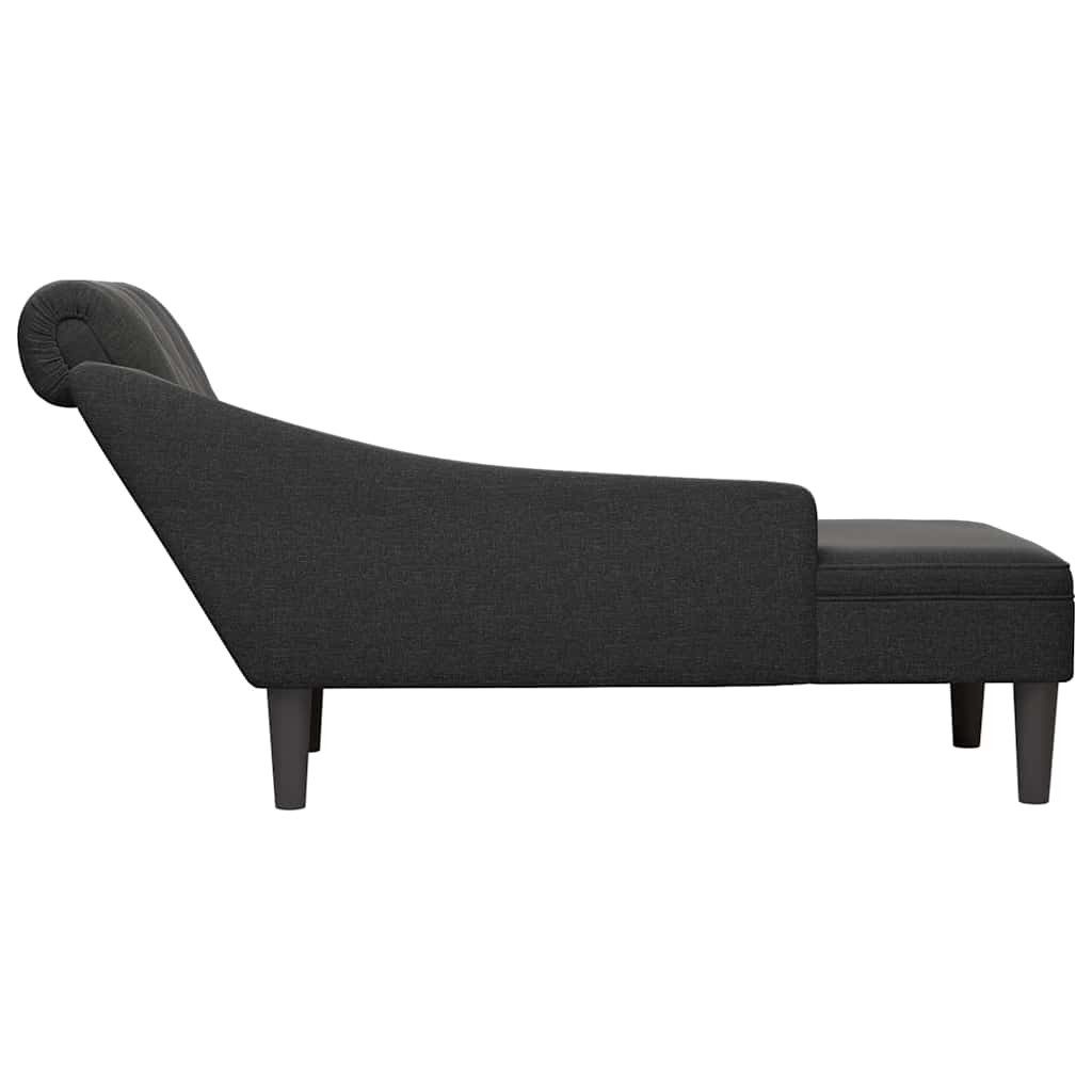 vidaXL Chaiselongue Chaiselongue mit Kissen und Rechter Armlehne Schwarz Stoff, 1 Teile