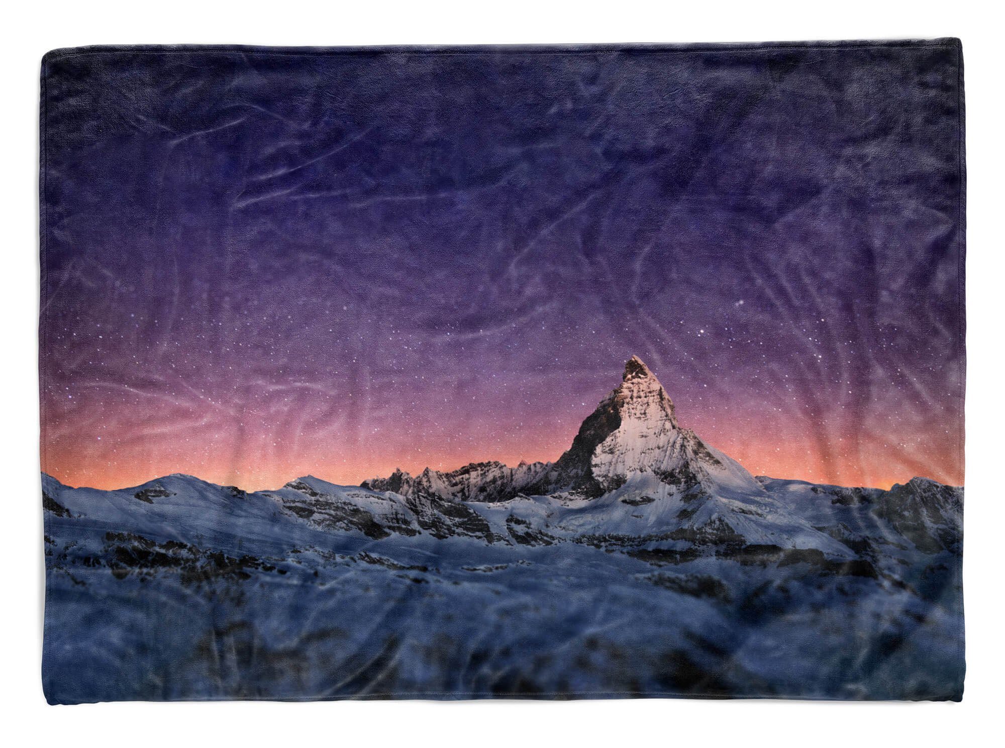Sinus Art Handtücher Handtuch Strandhandtuch Saunatuch Kuscheldecke mit Fotomotiv Matterhorn Berggipfel Sterne, Baumwolle-Polyester-Mix (1-St), Handtuch