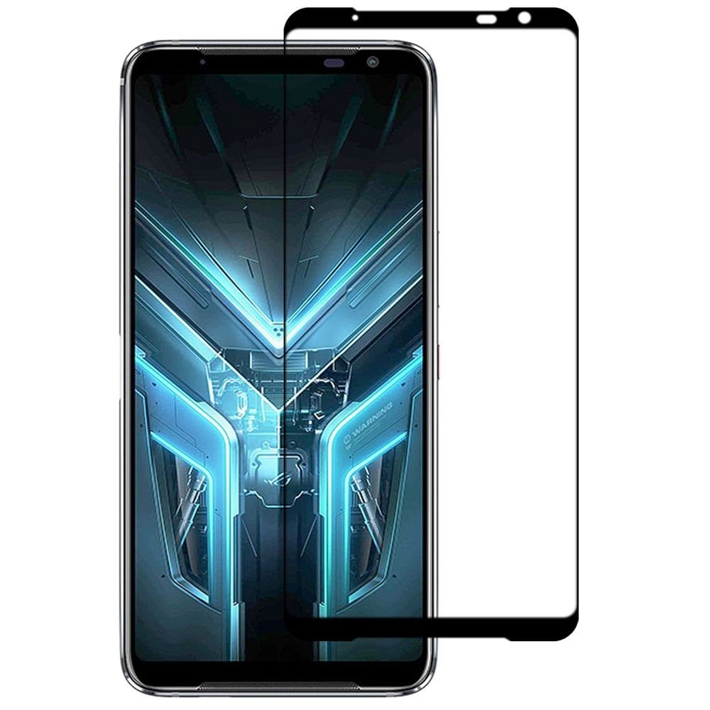 Wigento Handyhülle Für ASUS Rog Phone 3 2x 3D Premium 0,3 mm H9 Hart Glas Schwarz Folie Schutz Hülle Neu