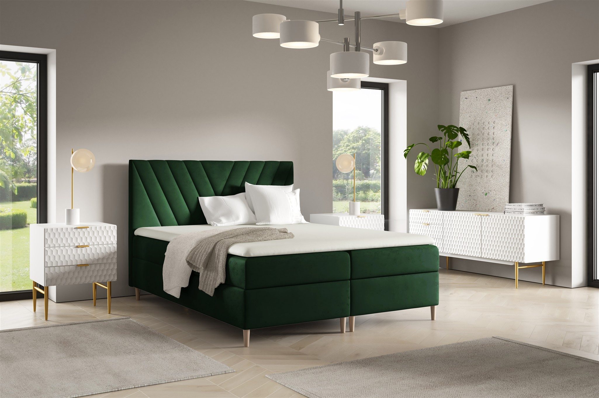 Fun Möbel Boxbett Bett Schlafzimmerbett FUN MARCIO in Stoff Fresh (inkl. Bonellfederkernmatratze, inkl. Bonellfederkernmatratze), inkl. 2 x Bettkasten