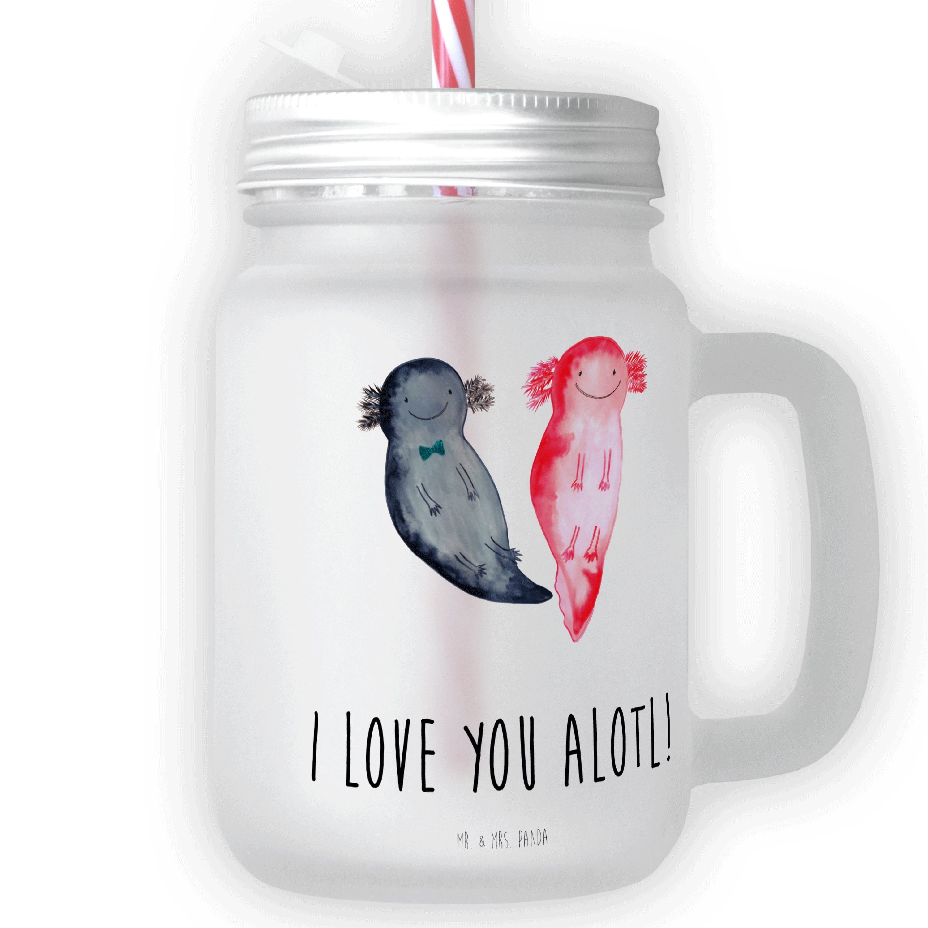 Mr. & Mrs. Panda Mason Transparent Axolotl Freundin, Freund, Glas - Premium T, Geschenk, Glas Jar Liebe 