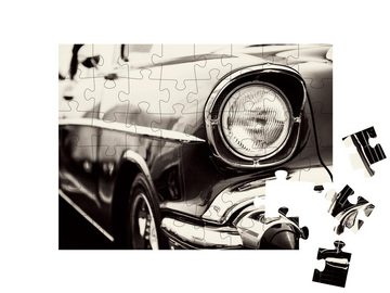 puzzleYOU Puzzle Oldtimer mit Nahaufnahme der Scheinwerfer, 48 Puzzleteile, puzzleYOU-Kollektionen Autos