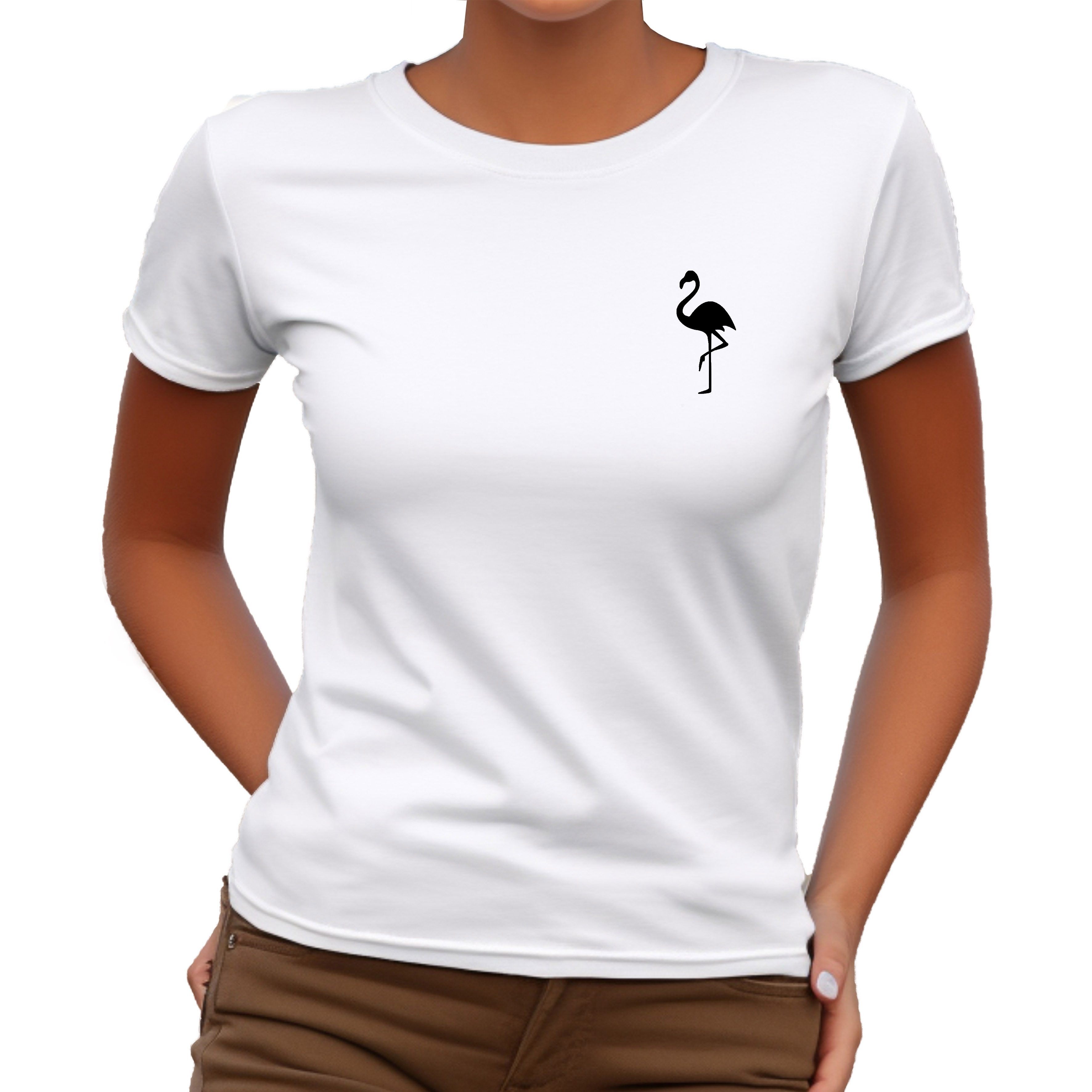 Banco T-Shirt Damen Sommer Flamingo Unifarben Rundhalsausschnitt Rundhalsausschnitte in Unifarben. € 13,90