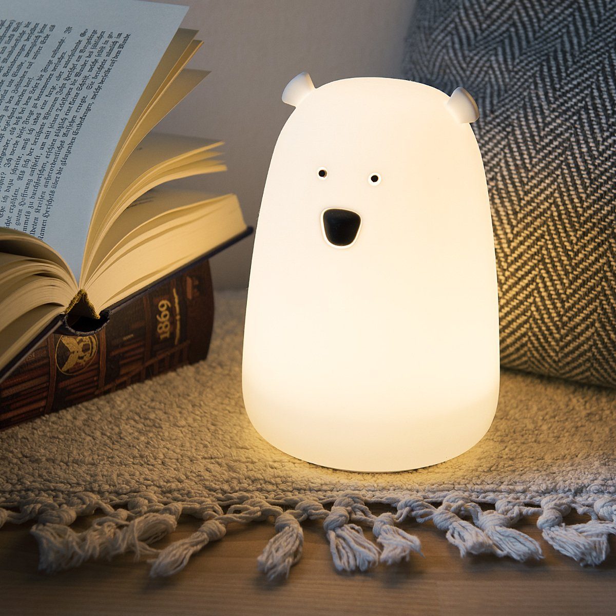 Nachtlicht - Bär Kinderlampe Fernbedienung RGB Süße LED Design - LED Nachtlicht Navaris