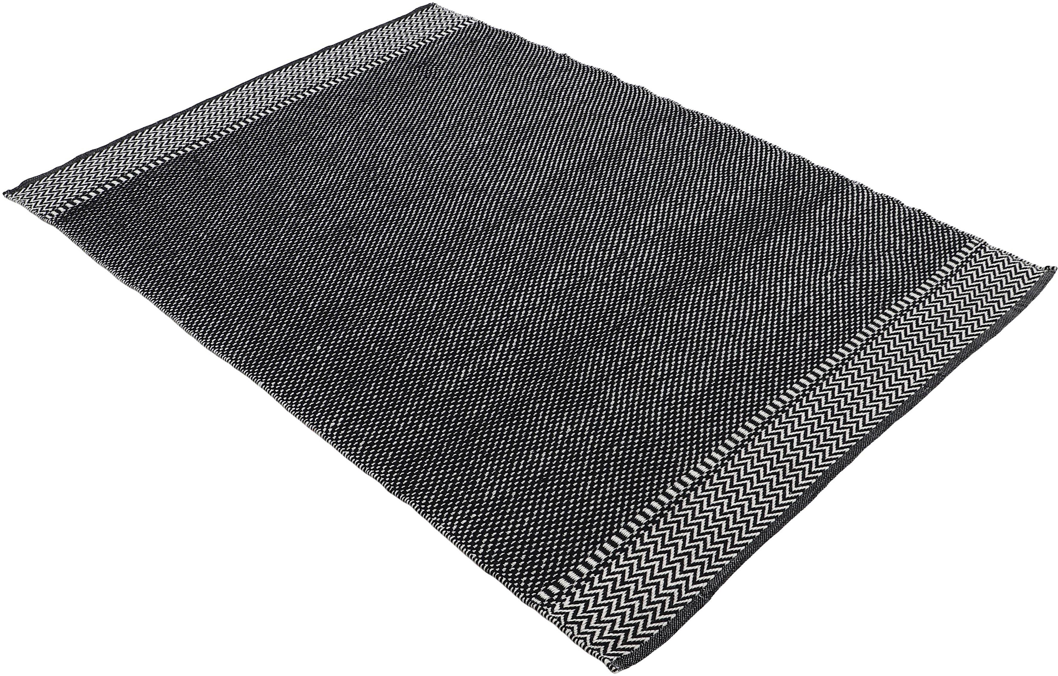 7 100% schwarz (PET), Flachgewebe, Teppich recyceltem Wendeteppich, carpetfine, Optik mm, Material Frida Höhe: 205, rechteckig, Sisal