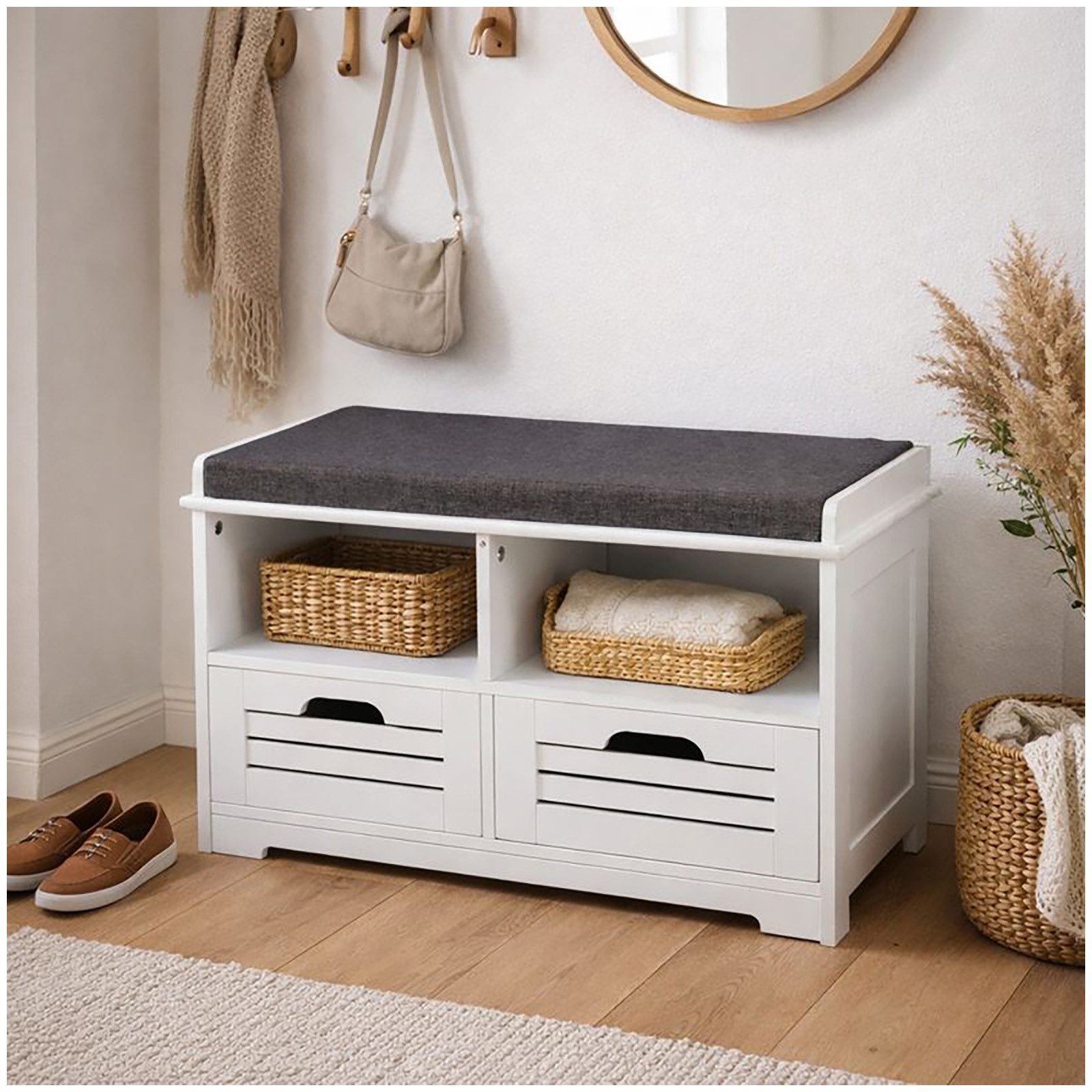 HTI-Living Schuhregal Schuhschrank weiß mit Sitzfläche, Stück 1-tlg., Schuhregal Schuhbank
