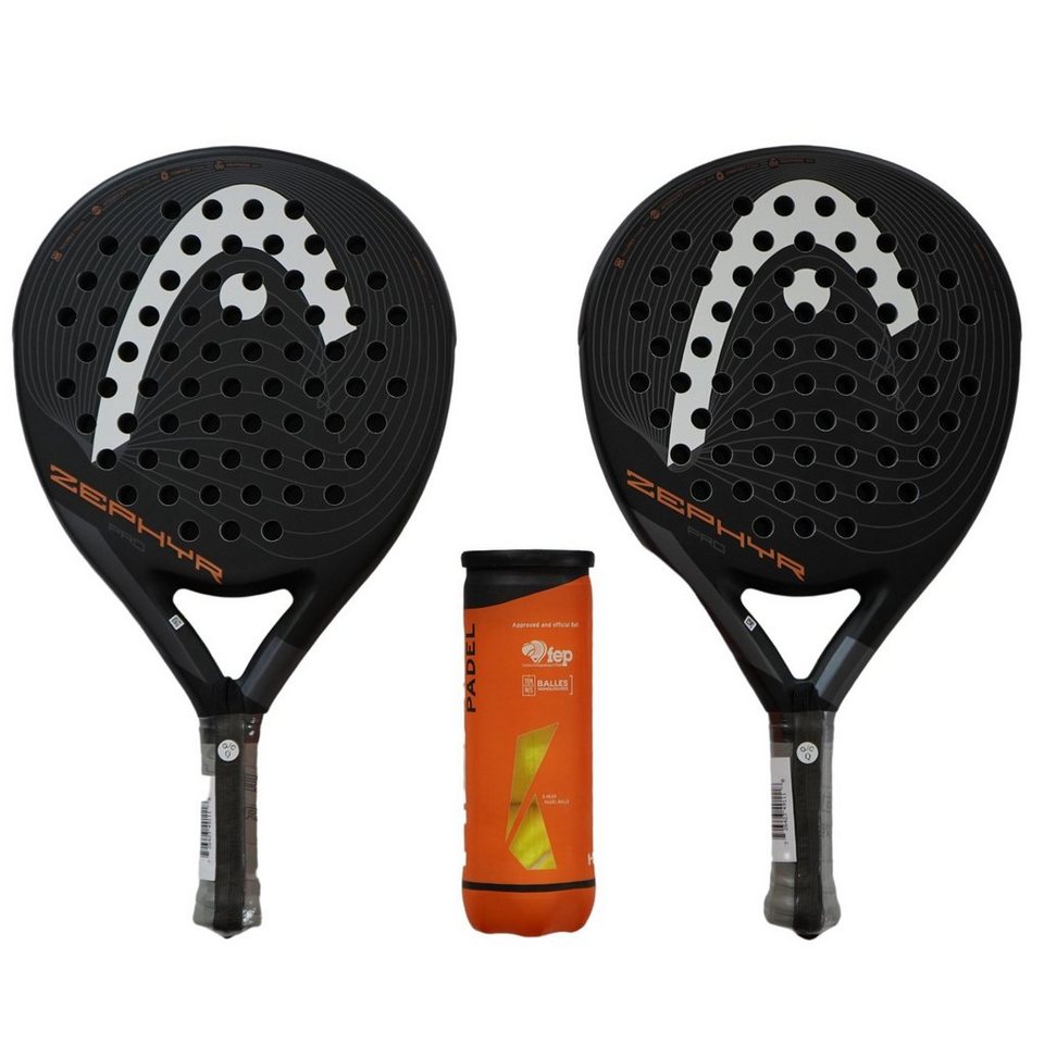 Head Padelschläger Padelschläger SET 2x HEAD Zephyr PRO Graphene 360+ und 3  Padelbälle