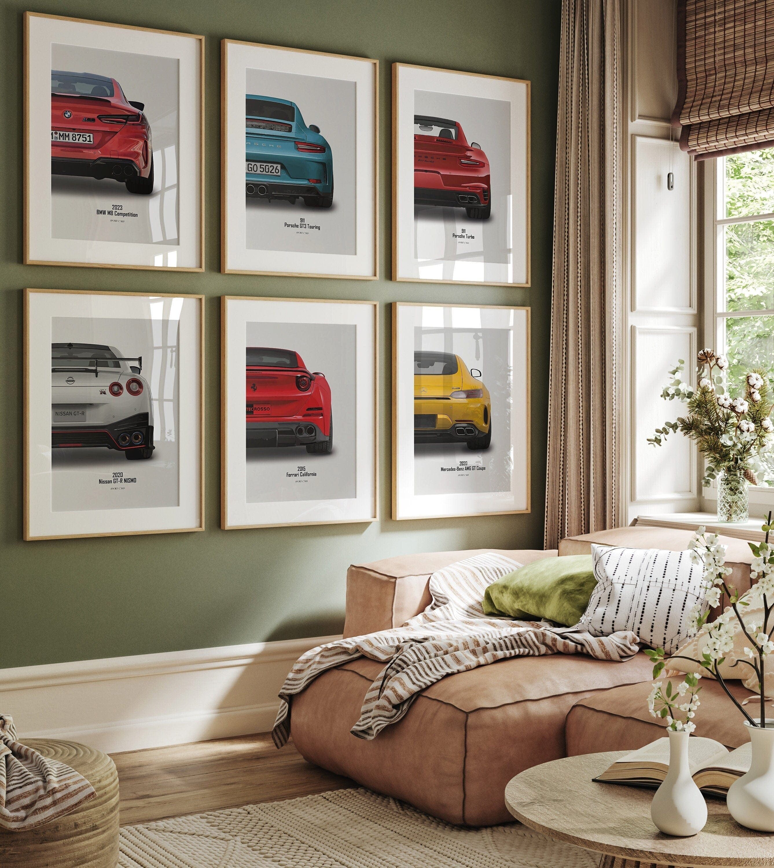 JUSTGOODMOOD Poster Sportwagen BMW PORSCHE FERRAR Nissan Super Sport Auto Geschenk für ihn, MERCEDES AMG GT COUP (1 St)