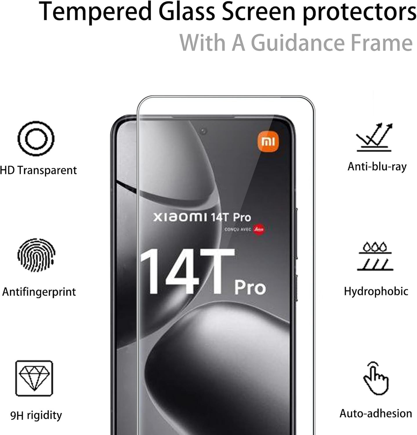 CLM-Tech Displayschutzglas 2X für Xiaomi 14t / Xiaomi 14t Pro, Panzerglas Folie - Anti-Fingerabdruck und kratzfest -, 2 Stück, Kristallklar