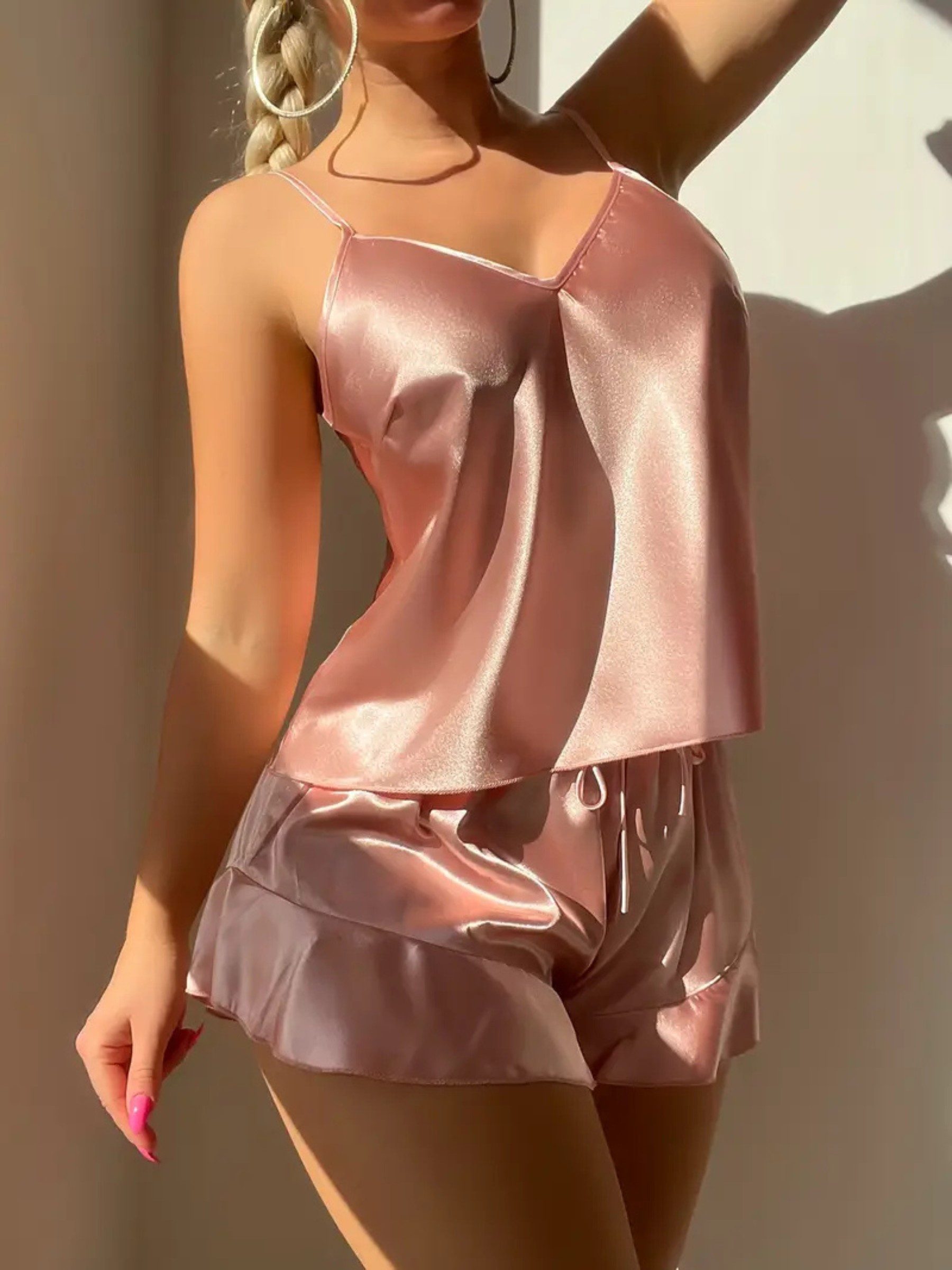 Elegant Love Shorty Damen Satin Pyjama Set – Sexy Nachtwäsche & Elegante Lo günstig online kaufen