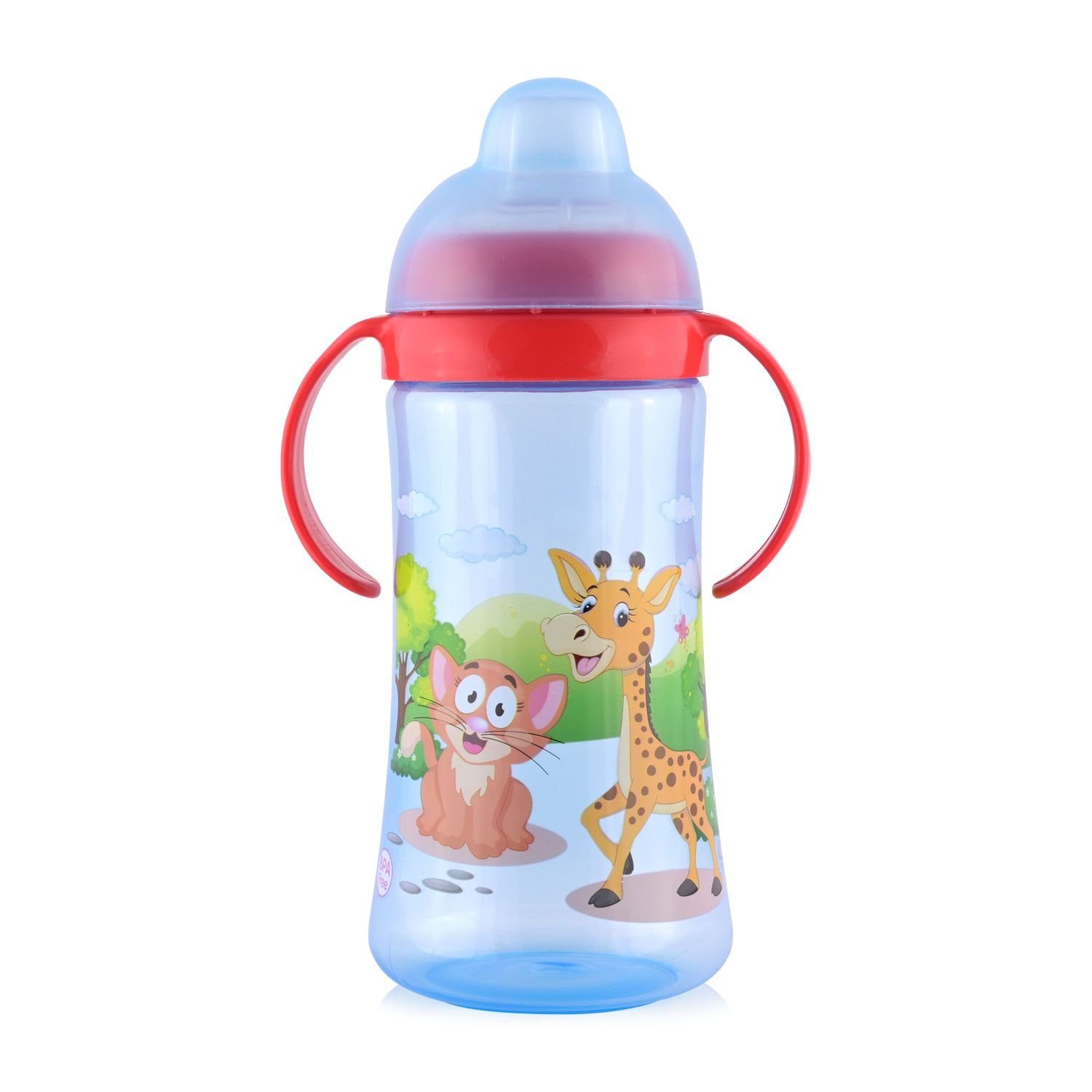 Baby Care Trinkflasche Trinkflasche Sport Sipper 330, Griff Strohhalm, Schutzdeckel blau
