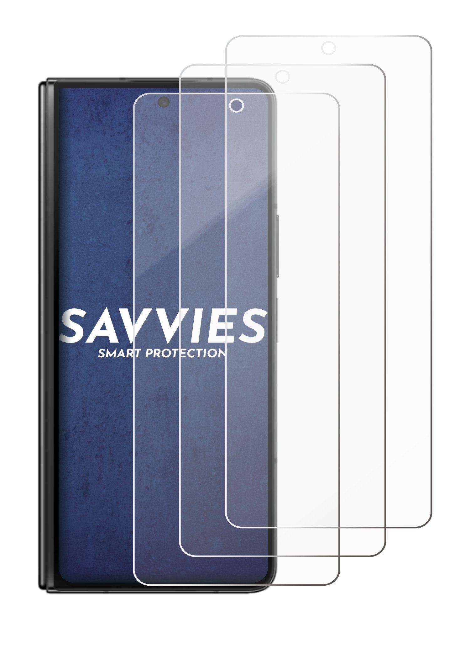 Savvies Displayschutzglas Schutzglas für Samsung Galaxy Z Fold 5, 3 Stück, Displayschutz 9H Glas Klar Transparent
