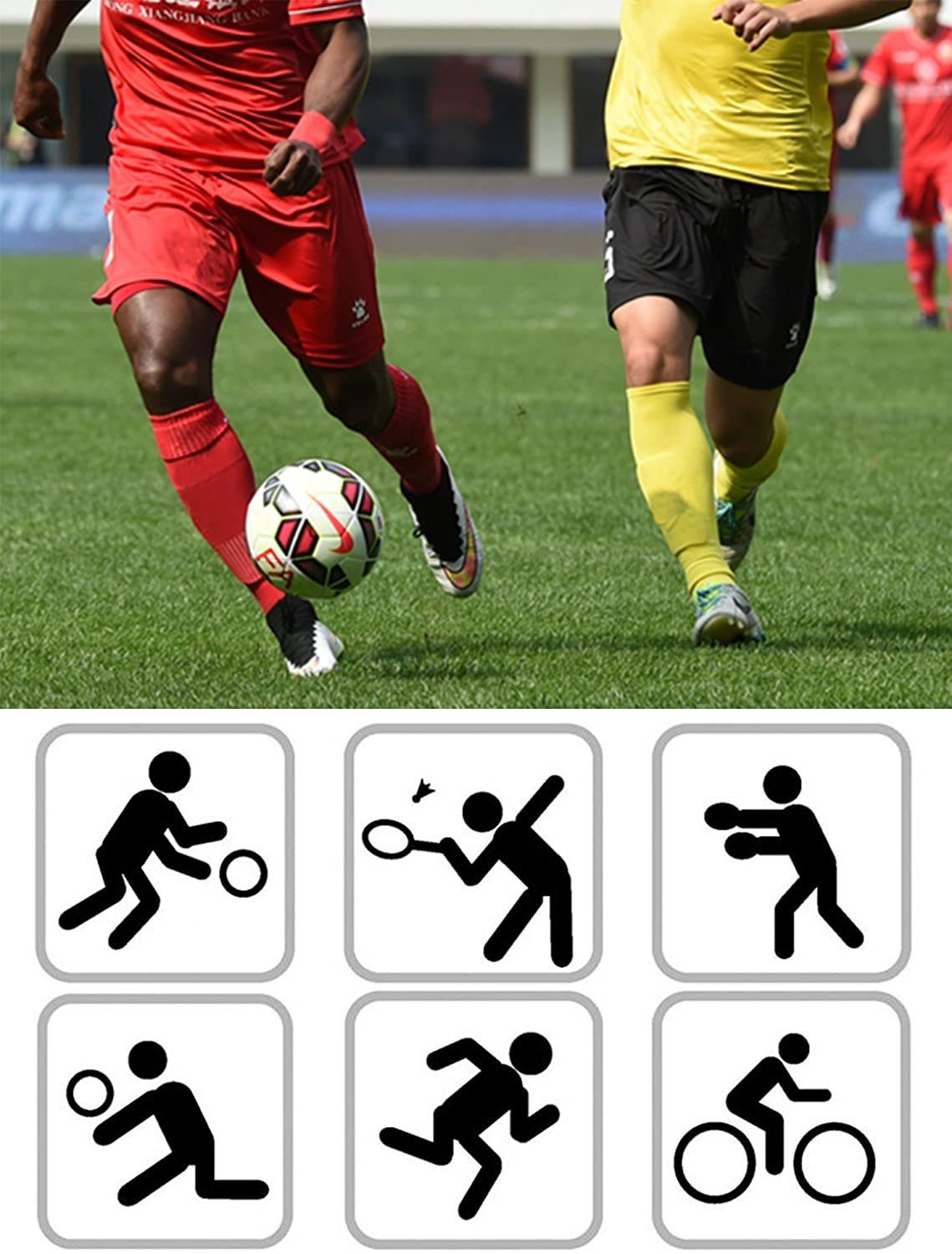 Unisex DEBAIJIA Paare Stutzenstrümpfe Atmungsaktiv Lang 2 Sportsocken Knie Rot/Gelb - Fußball Fußballsocken