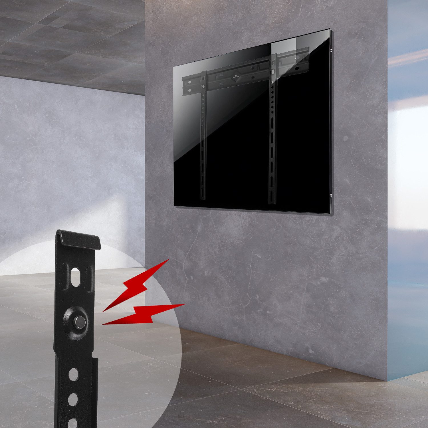 Maclean TV-Wandhalterung MC-123 Ultraflache Wandhalterung für TV, 40-85", (bis 85 Zoll, Max VESA 600x400, Belastung bis 80kg) – Bild 4 von 5
