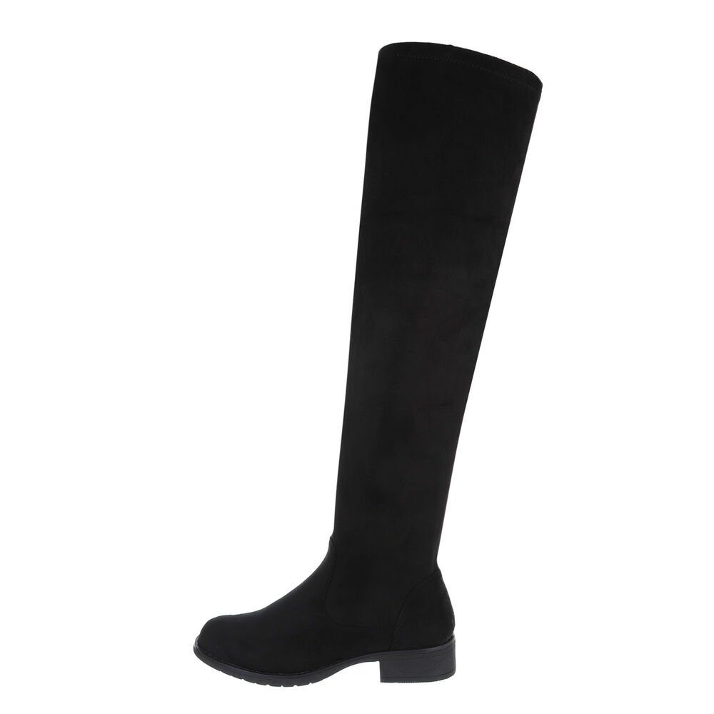 Ital-Design Damen Party & Clubwear Stiefel (84338288) Blockabsatz Overknees in Schwarz