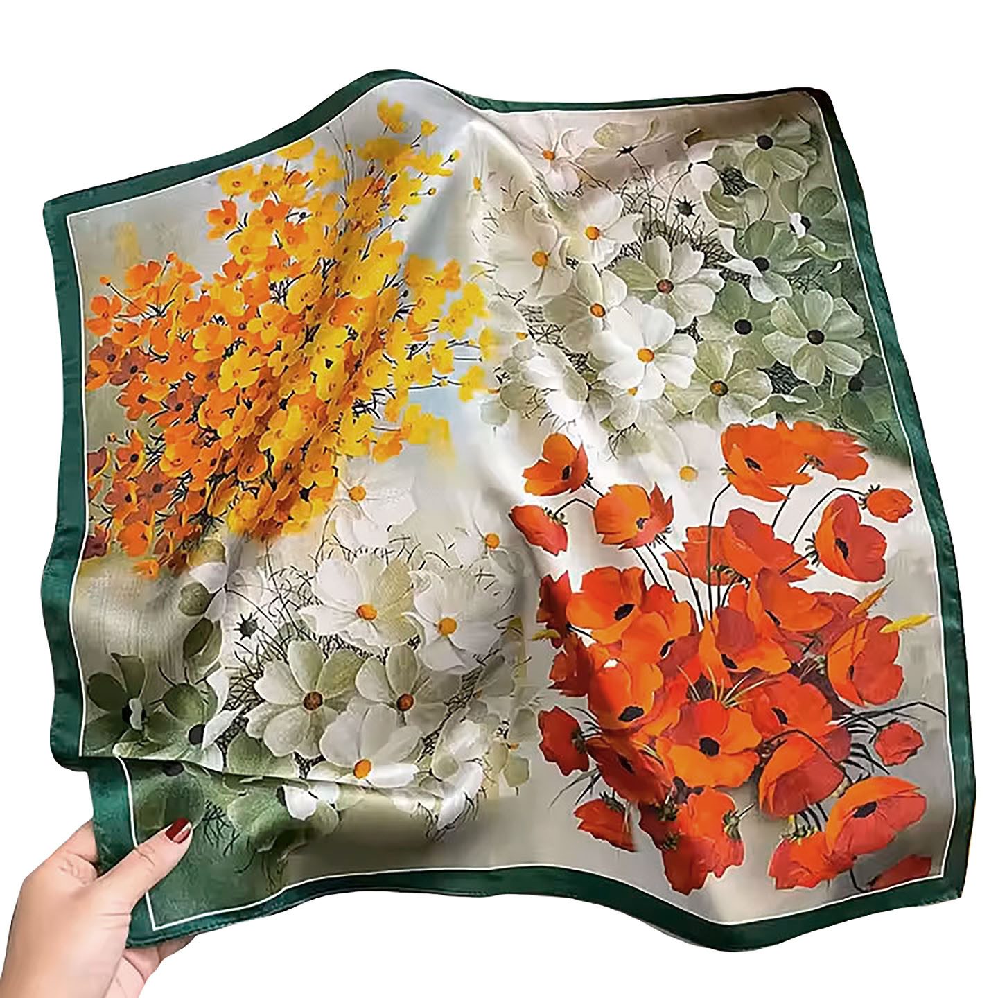 Moschen-Bayern Halstuch Halstuch 100% Seide Damen Nickituch Seidentuch Seidenhalstuch Rot-Grün