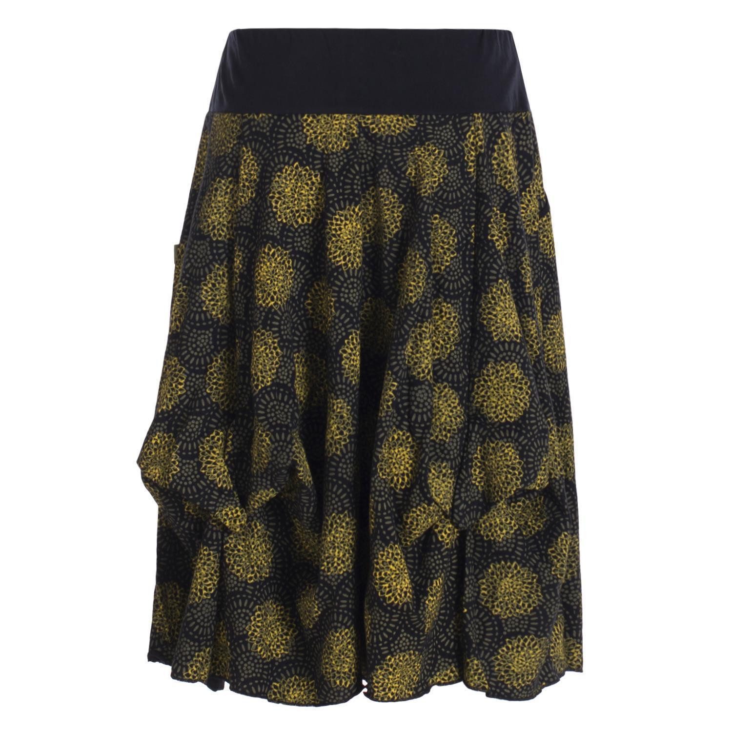 Vishes Jerseyrock Damen Ballon-Rock Knielang Pump-Rock Baumwolle Blüten-Mus günstig online kaufen