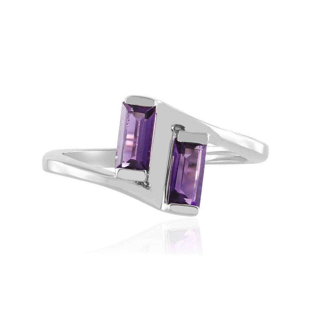 Cavill Silberring Cavill Ring aus 925 Silber, Amethyst 0,59 ct, lila, Baguette (1-tlg)