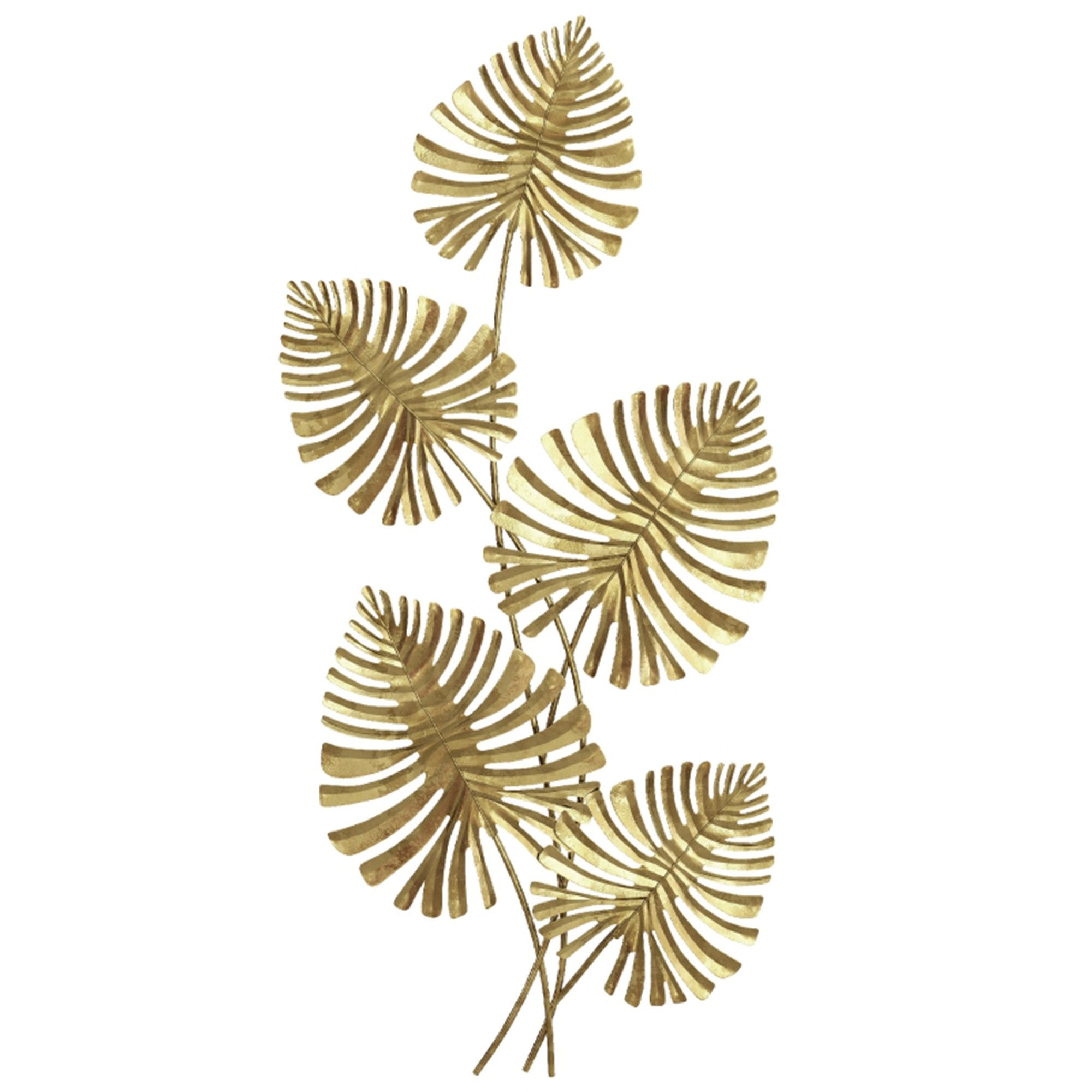 MC Star Wanddekoobjekt Wanddekor-Set aus Metall, lackierte Oberfläche, Blatt-Form, Goldfarben