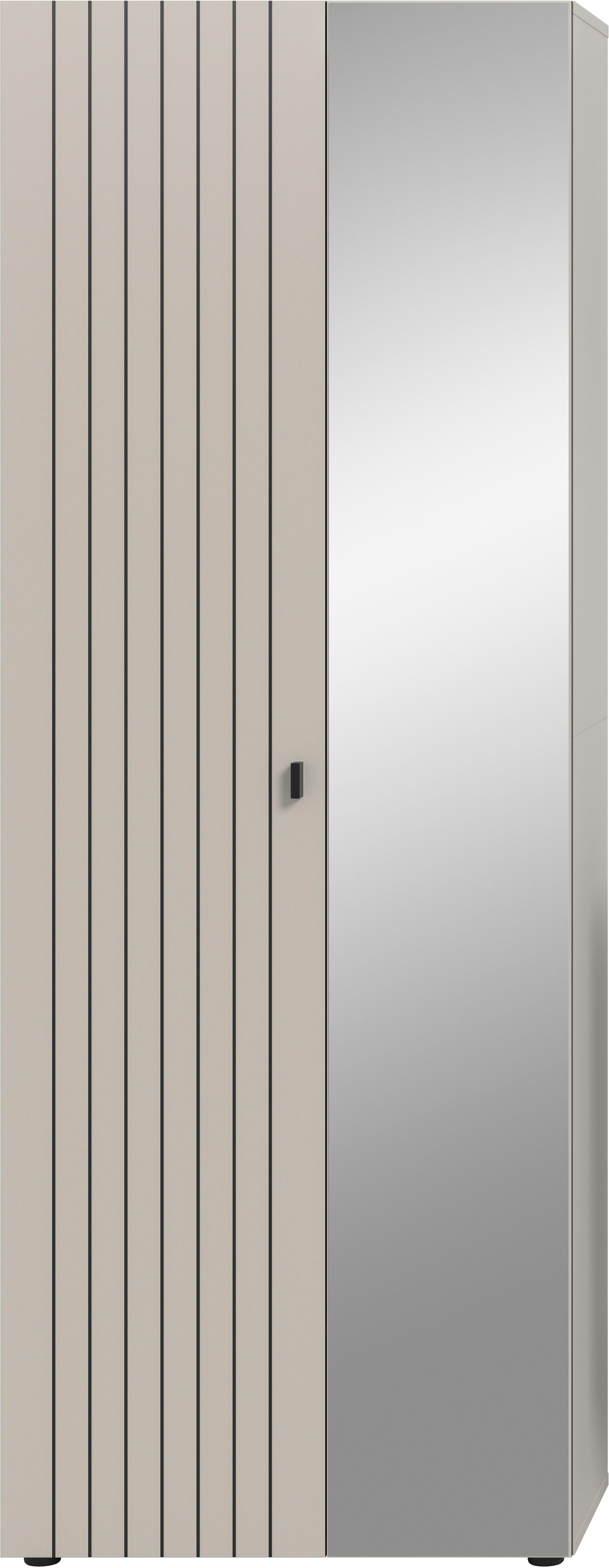 Home affaire Garderobenschrank TATIO, Höhe 192 cm, Rillenoptik, Spiegeltür (1-St) Garderobenschrank, Flurschrank, Dielenschrank
