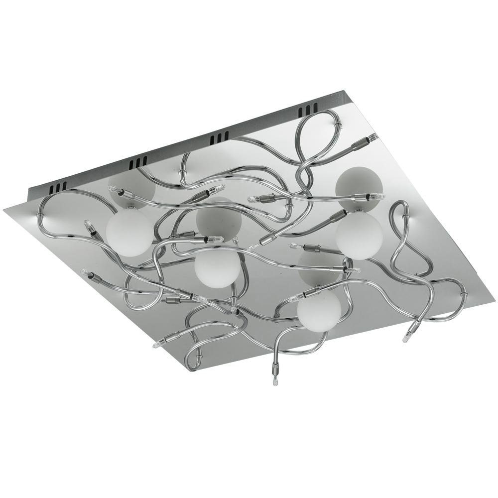 EGLO LED Deckenleuchte, Leuchtmittel nicht inklusive, Decken Lampe Leuchte Chrom Glas Wohnzimmer Beleuchtung 16xG4 Eglo