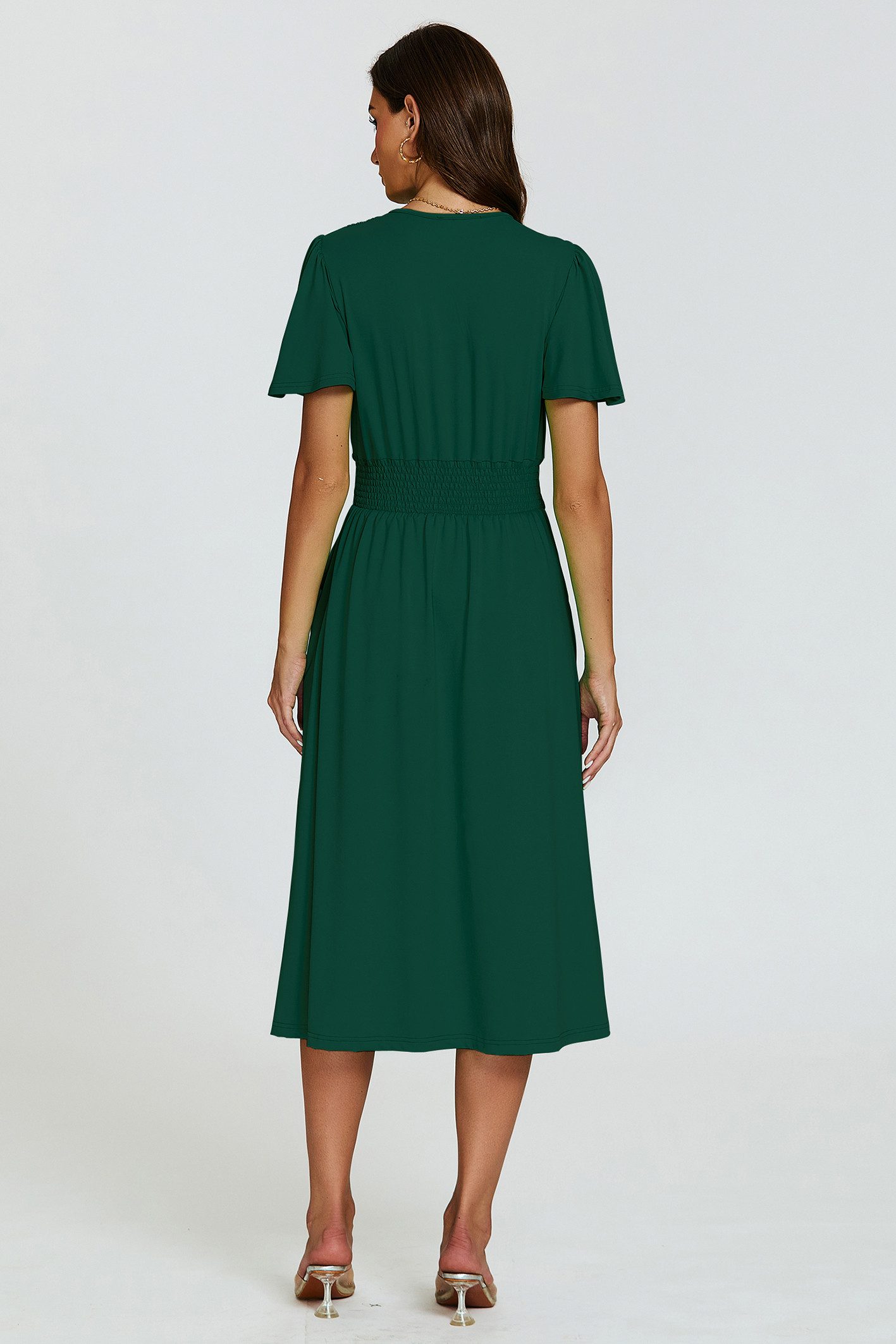 FS Collection Midikleid Damen Midikleid Sommerkleid Freizeitkleid Businesskleid Wickeloptik (Größen: XS (EU:36 / UK:8) · S (EU:38 / UK:10) · M (EU:40 / UK:12) · – Bild 5 von 5