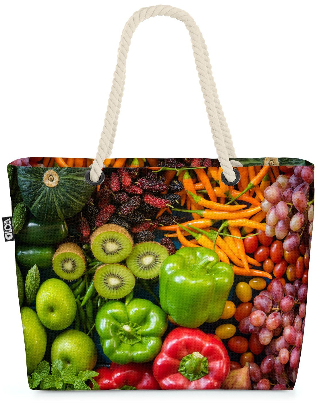 VOID Strandtasche (1-tlg), Obst Gemüse Kochen Beach Bag Obst Gemüse-Markt Wochen-Markt Essen Smoothie
