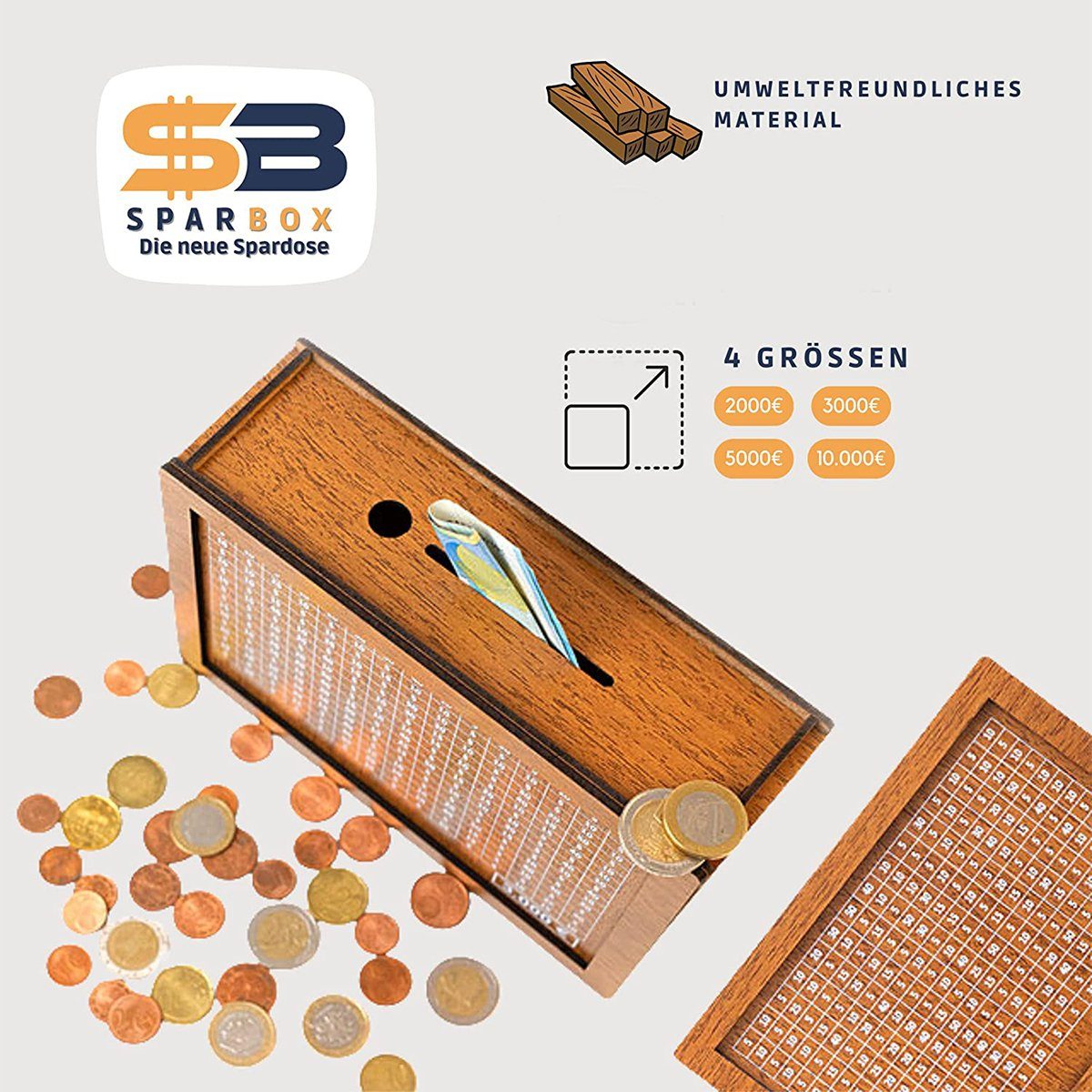 XDeer Spardose Spardose Holz Sparbüchse SparBox mit Sparziel und Zahlen, (1 günstig online kaufen