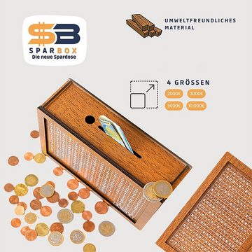 XDeer Spardose Spardose Holz Sparbüchse SparBox mit Sparziel und Zahlen, (2000-tlg), zum ankreuzen Holzkiste Sparbüchse für Kinder