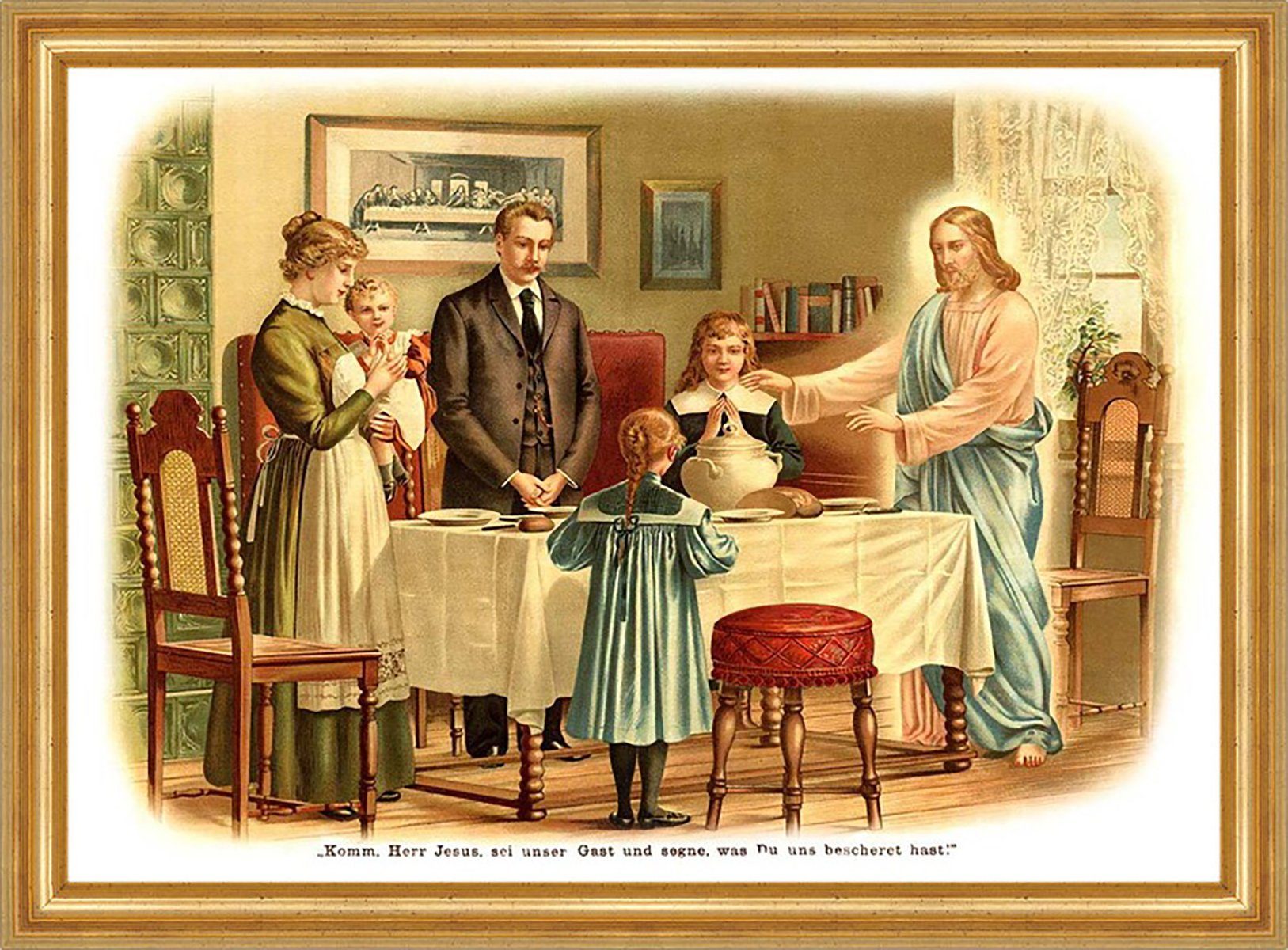 BillerAntik Kunstdruck Komm Herr Jesus sei unser Gast Tischgebet Gebet Sankt A3 0127 Gerahmt, (1 St)