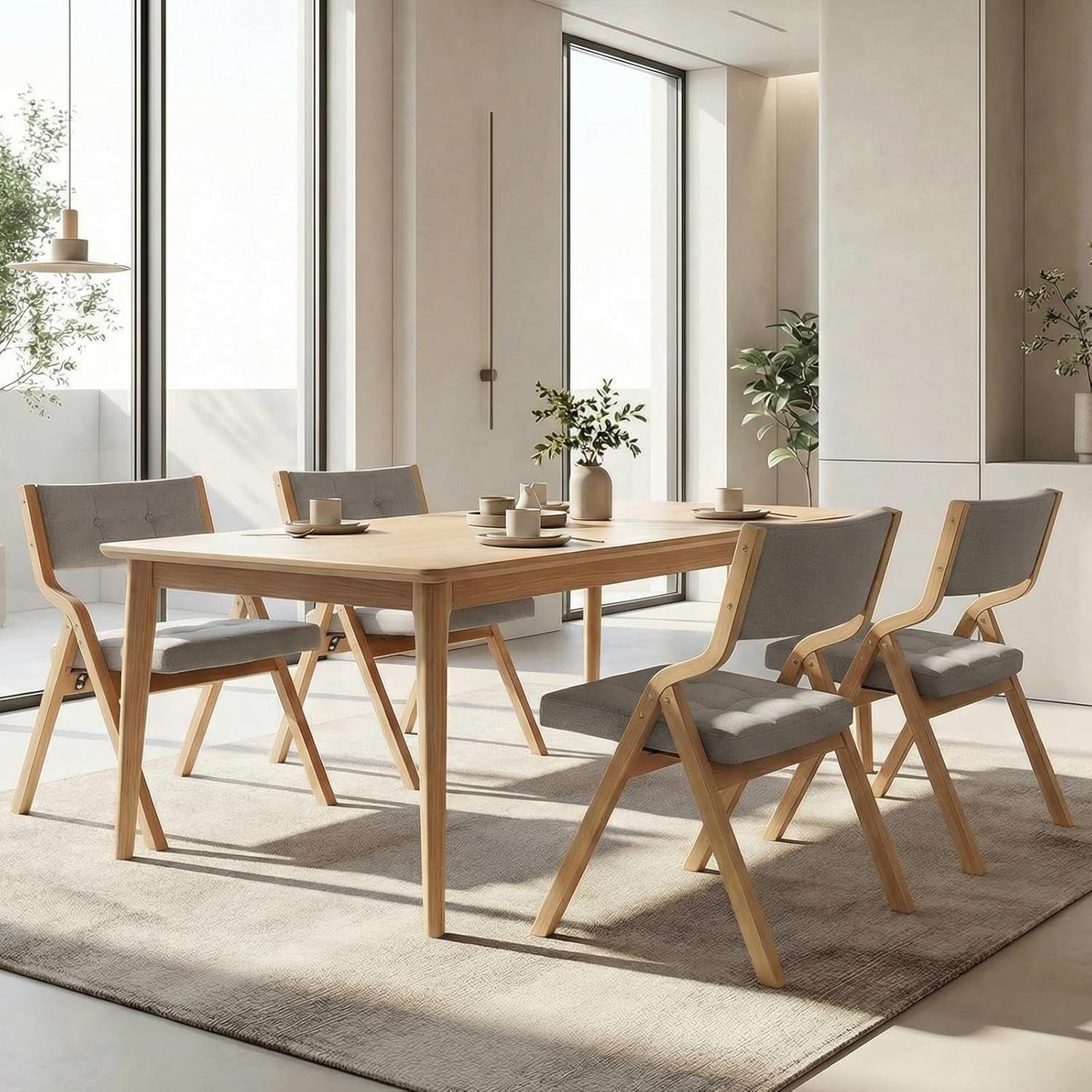 TLGREEN Klappstuhl,Küchenstuhl mit gepolstertem Sitz, (4 St), ergonomisch, platzsparend, rutschfest & stabil