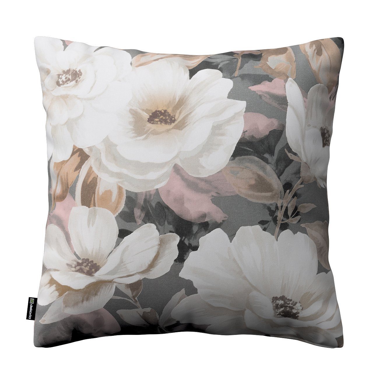 Kissenbezüge Kinga, Gardenia, Dekoria grau-rosa | Blumenmotive, Gemustert