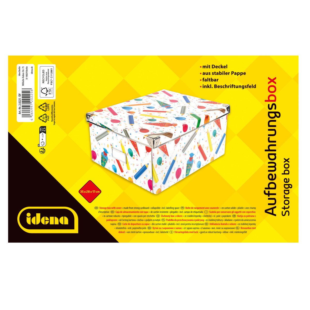 Idena Aufbewahrungsbox Idena Aufbewahrungsbox Schule faltbar 35x28x27cm