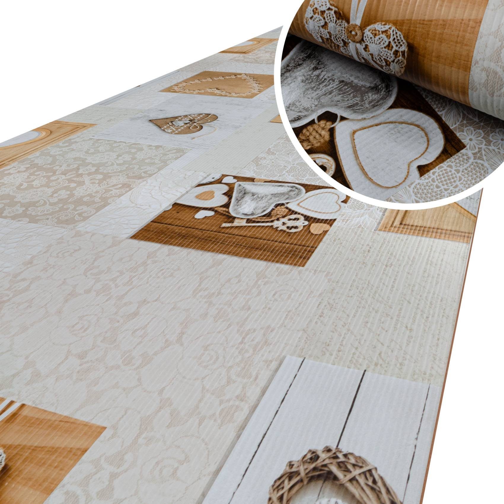 Küchenläufer Küchenläufer Küchenteppich Teppichläufer Läufer EADA Fliesen Herz, ANRO, Rechteckig, Höhe: 3 mm, Textil