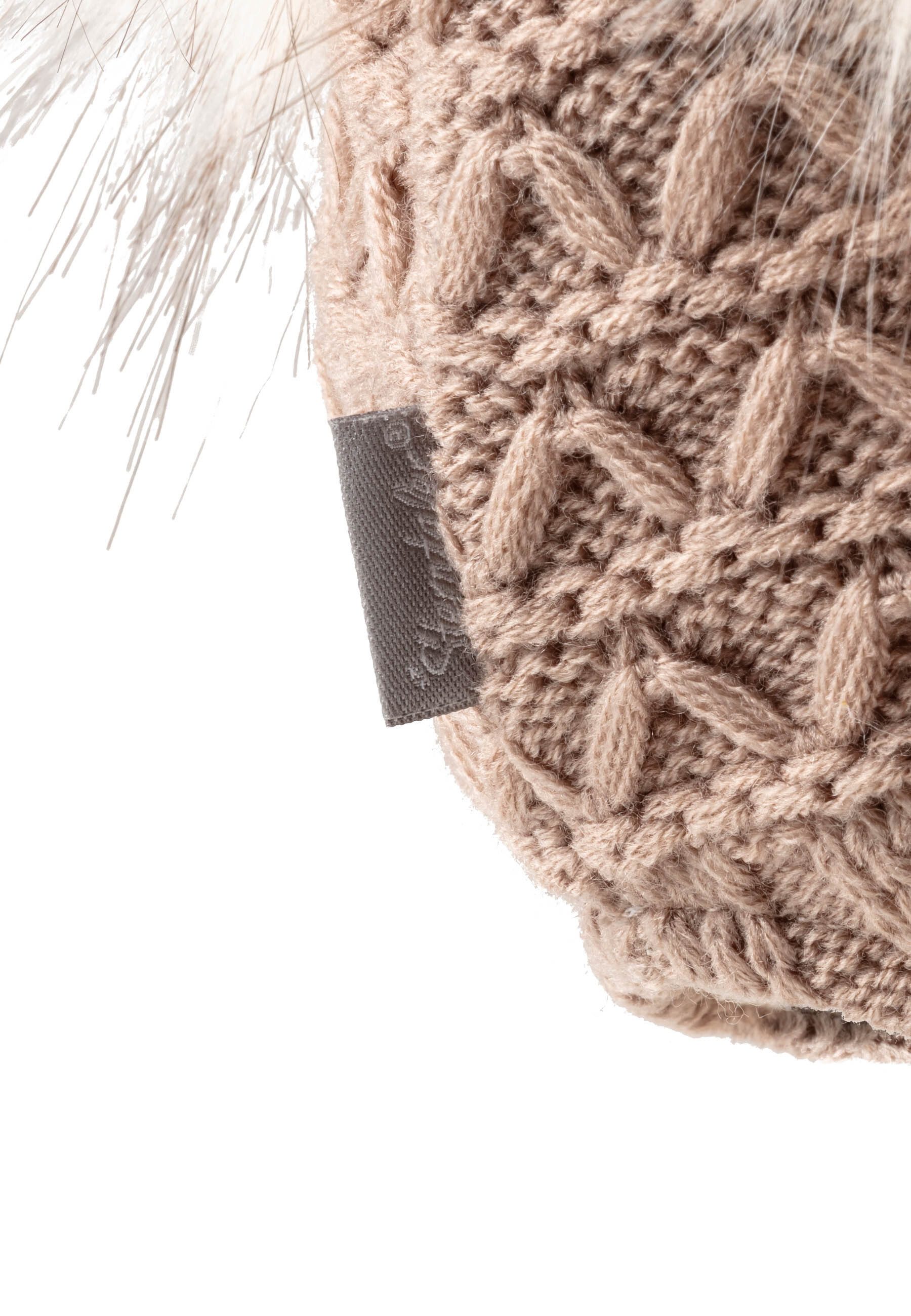 Sterntaler® Strickmütze Strickmütze Pompons (1-St) Mütze mit Kunstfell-Pompon gefüttert mit Fleece – Bild 5 von 5