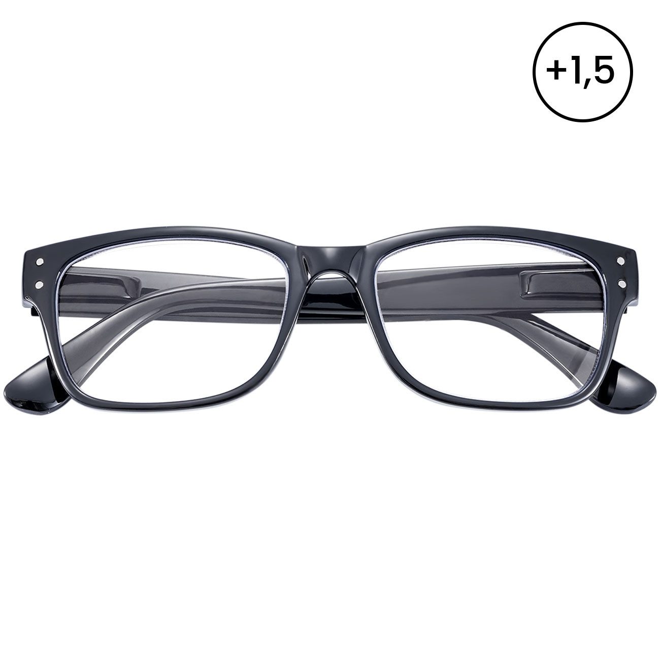shop'n smile ideoon Brille Bildschirmbrille +1,5 dpt Blaulichtfilter Lesebrille PC Gaming, Blaulichtfilter 40% & UV400, bruchsicher mit Etui, 24g leicht