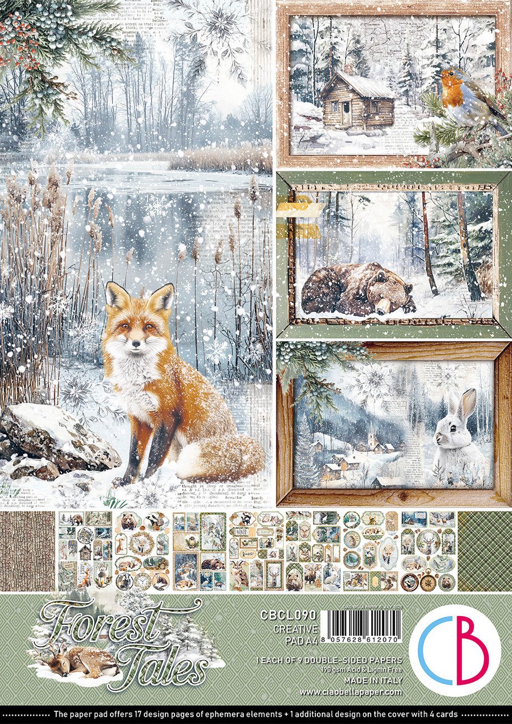 Ciao Bella Motivpapier Forest Tales, 9 Blatt, A4